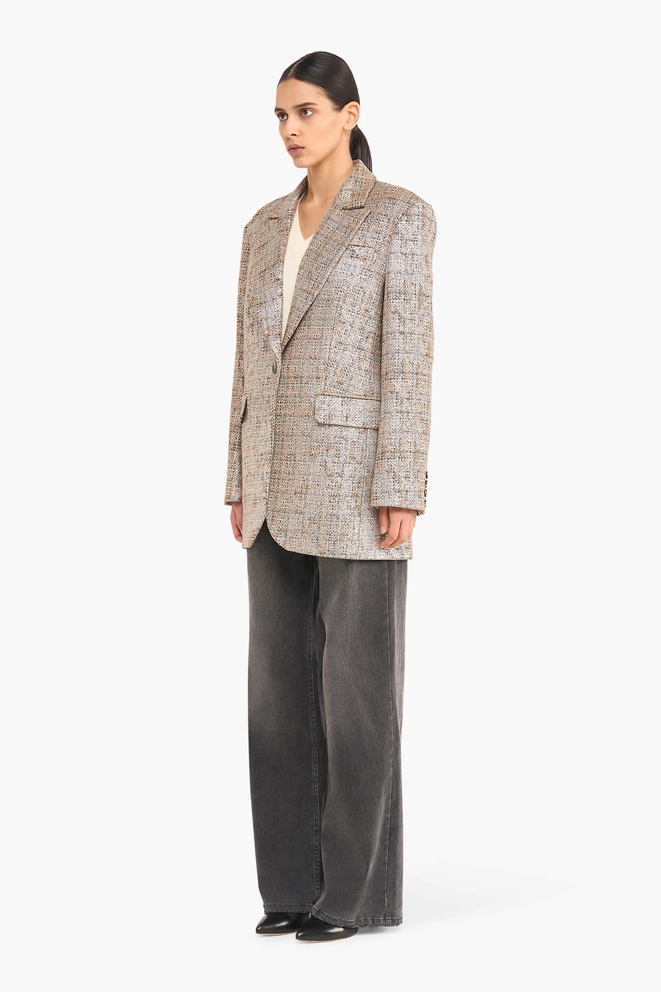 Oversized Blazer Dames Hank Bruin Zilver Metallic