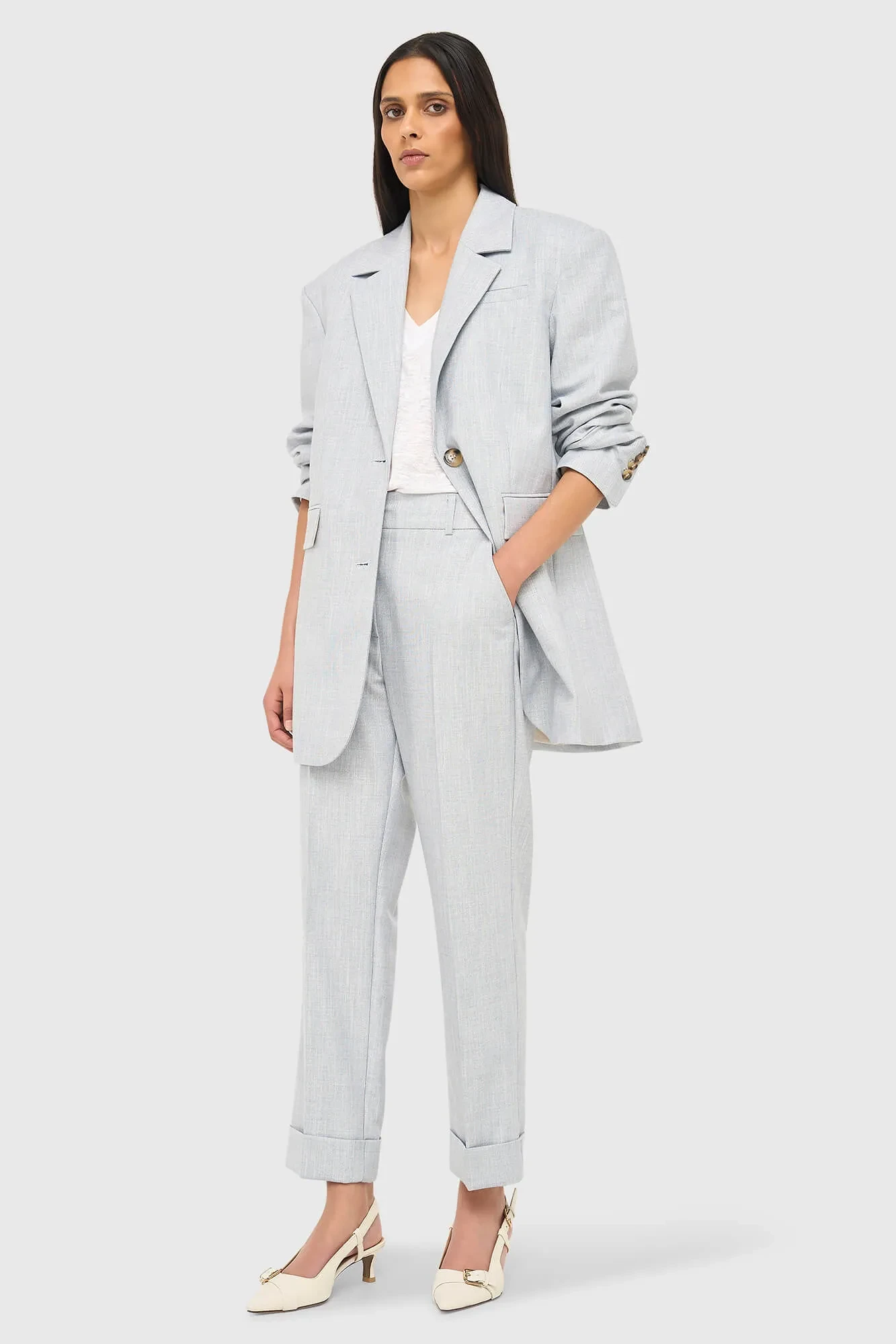 Women's Oversized Blue Lurex Buddy Blazer