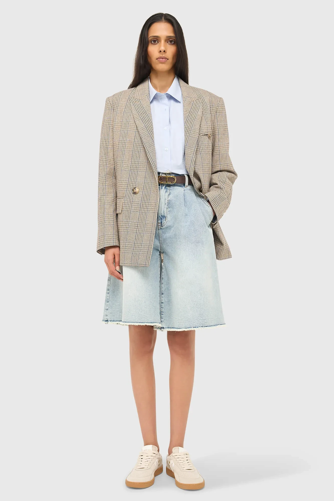 Blazer Dames Ruit Jones Beige