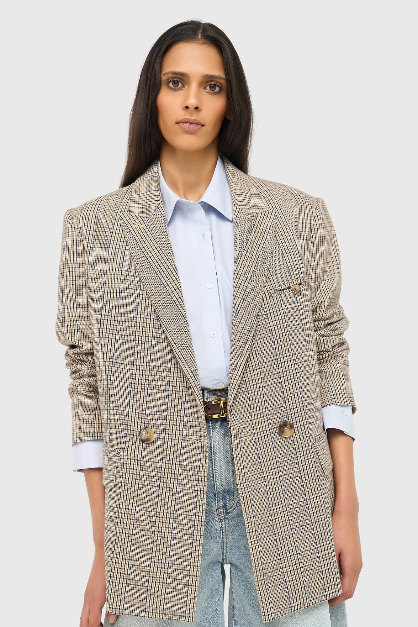 Women's Jones Checkered Blazer in Beige