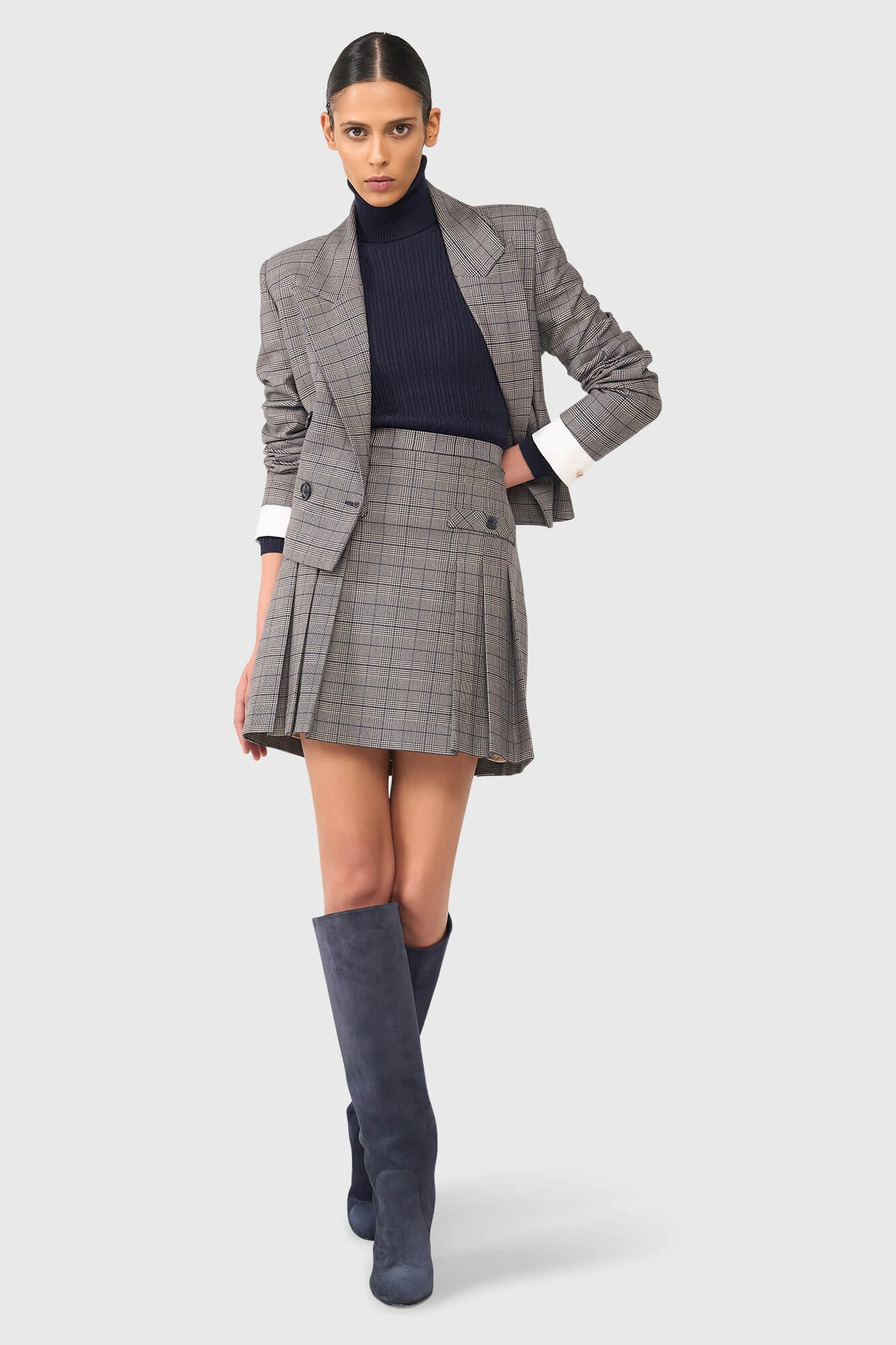 Stan Blau Beige Karomuster