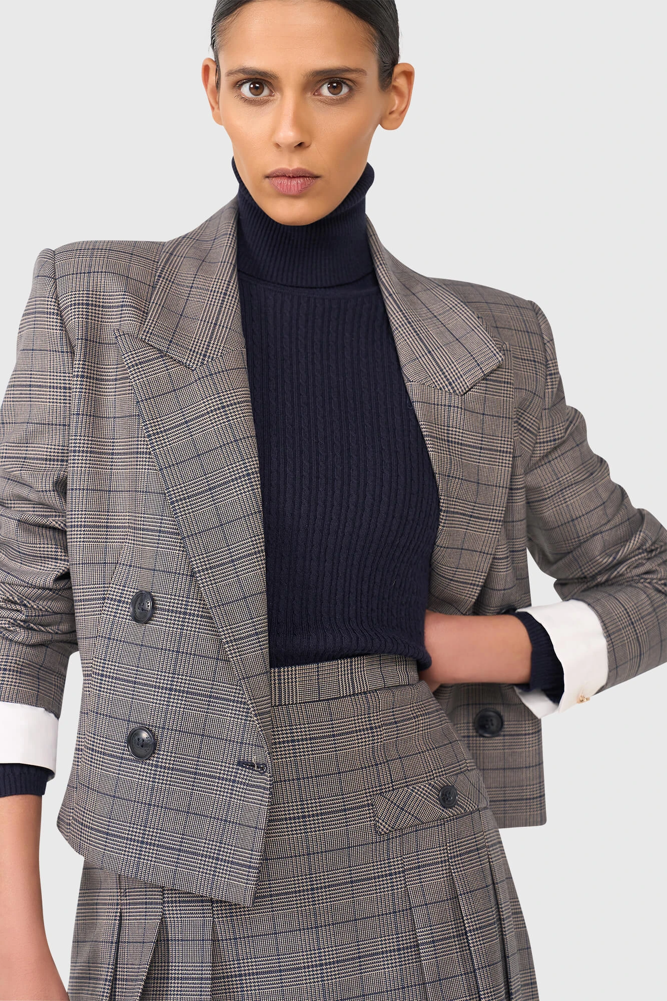 Stan Blau Beige Karomuster