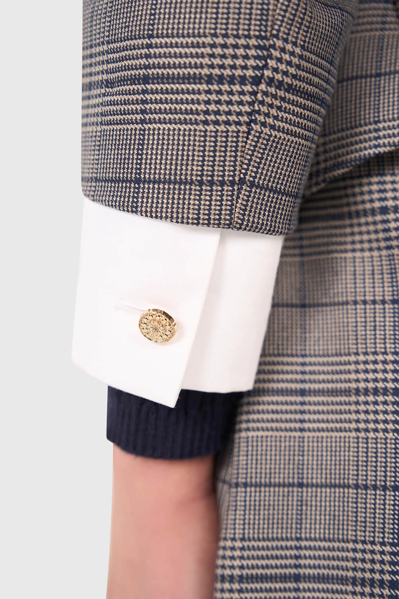 Stan Blau Beige Karomuster
