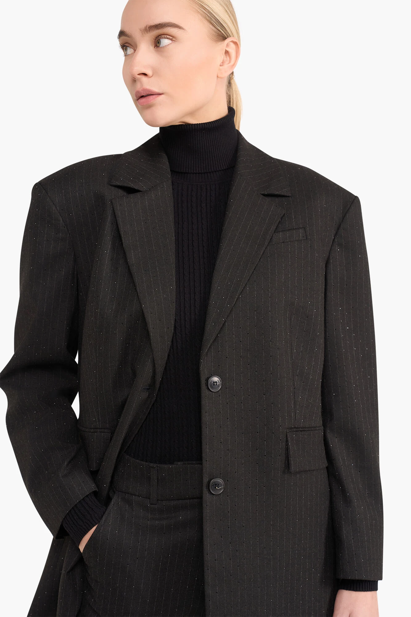 Oversized Blazer Dames Buddy Zwart Steentjes