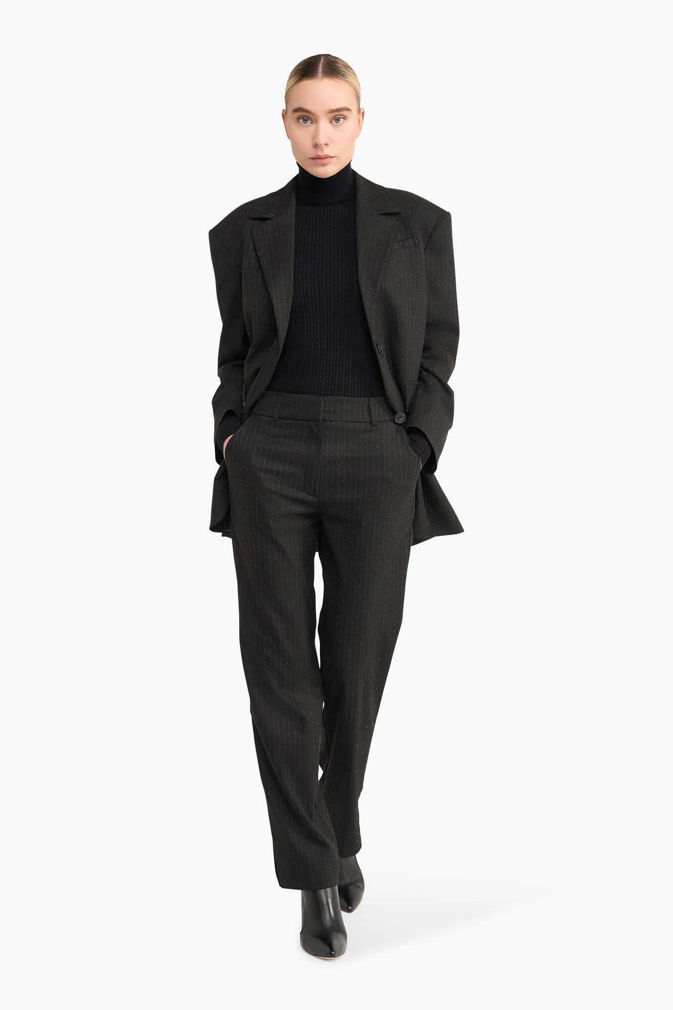 Oversized Blazer Dames Buddy Zwart Steentjes