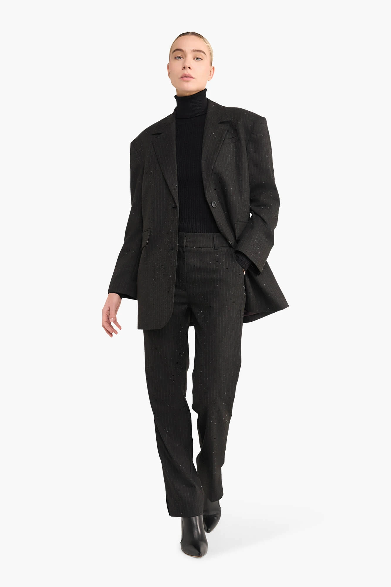 Oversized Blazer Dames Buddy Zwart Steentjes