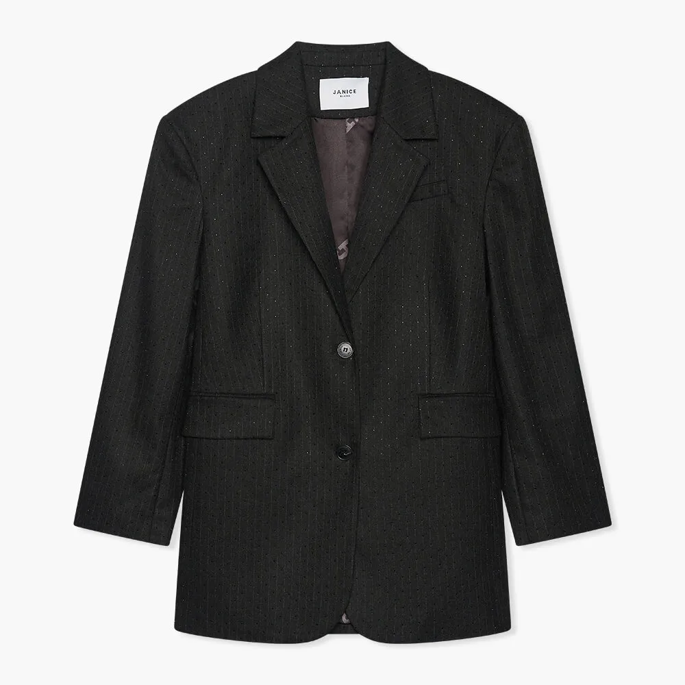 Oversized Blazer Dames Buddy Zwart Steentjes