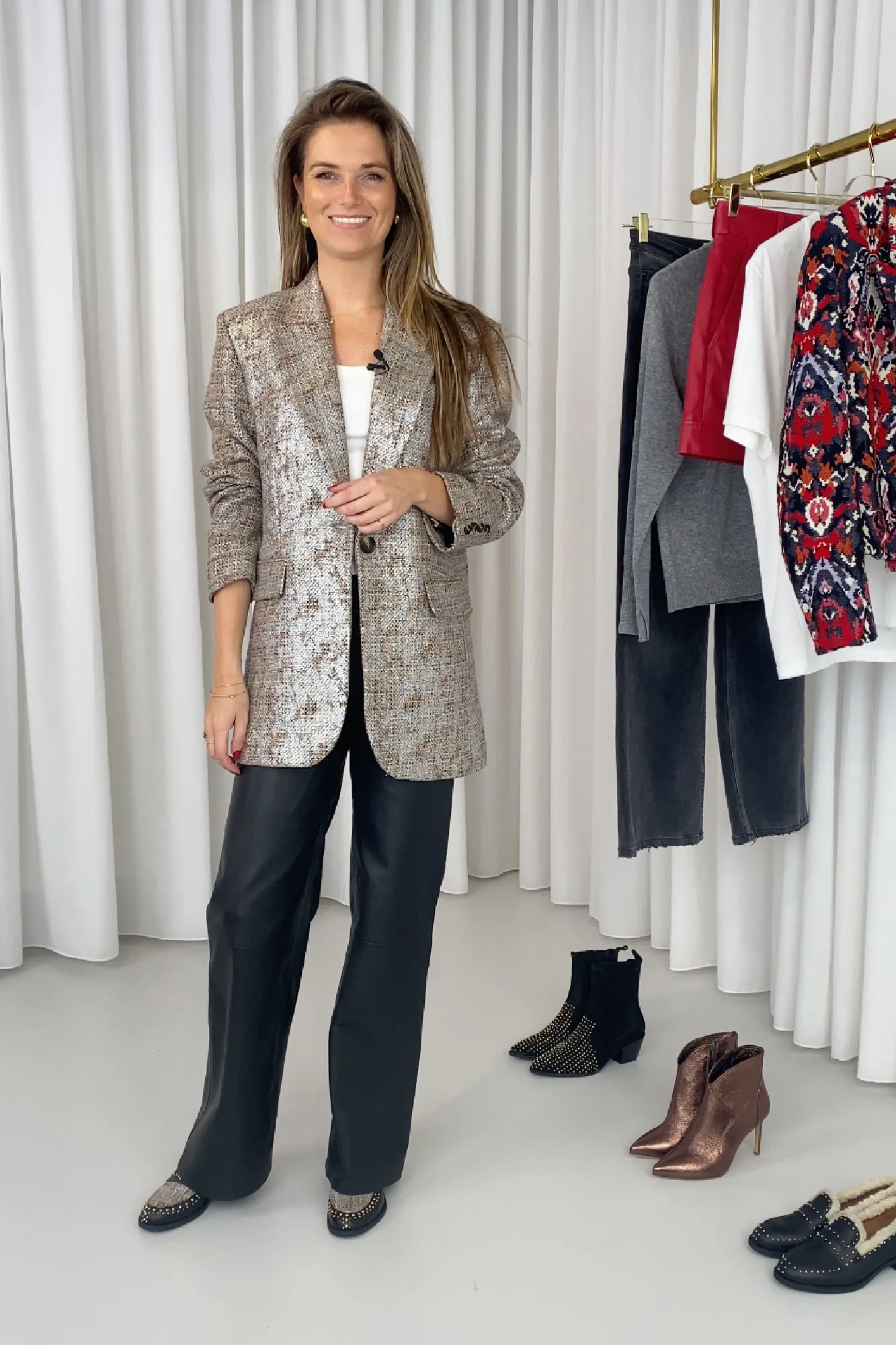 Oversized Blazer Zilver Dames