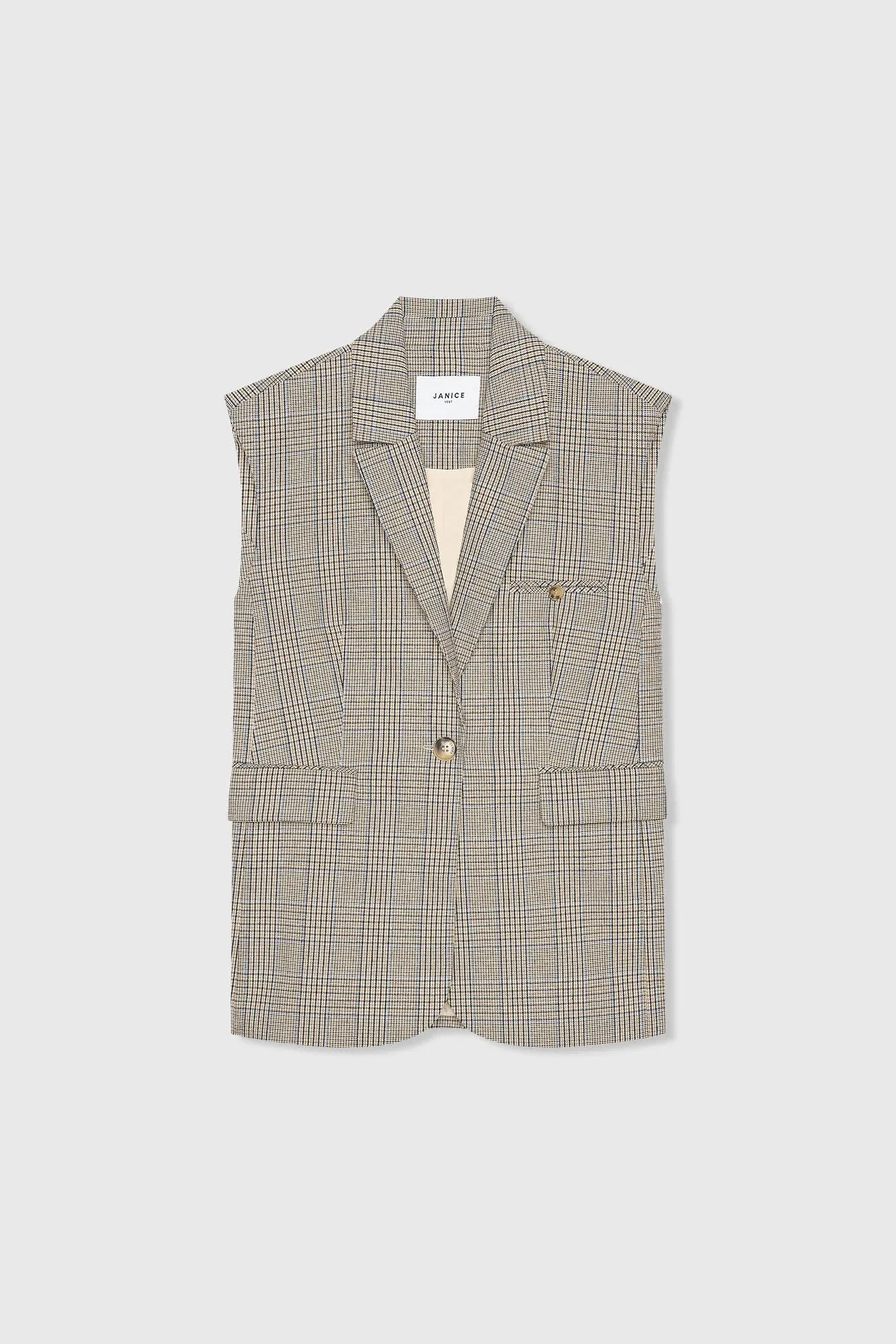 Women's Checkered Blazer Cardigan - Marvin Beige