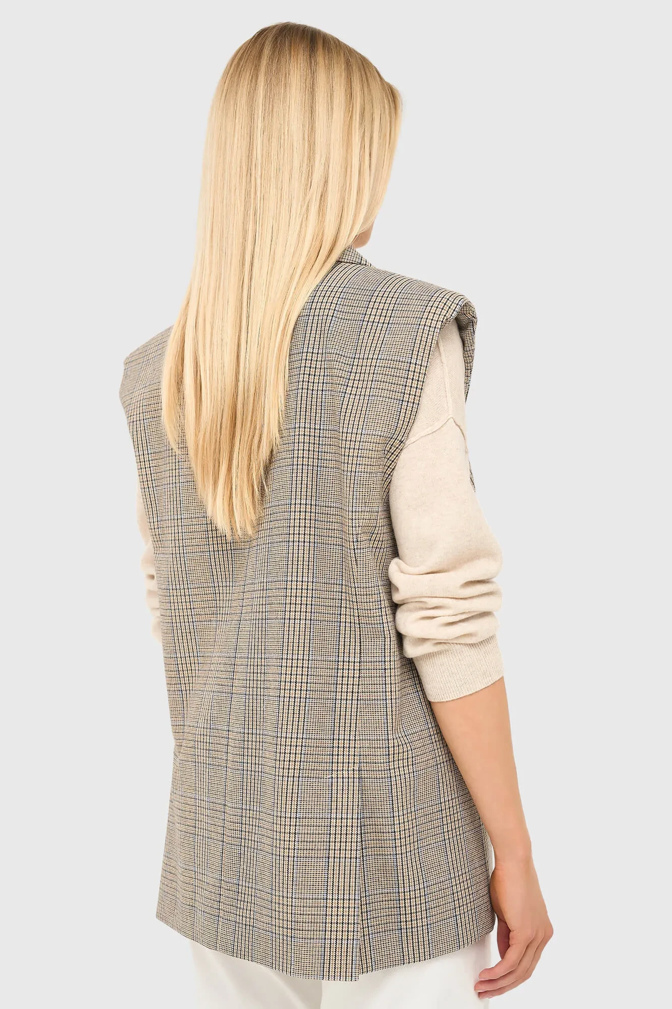 Blazer Vest Dames Ruit Marvin Beige