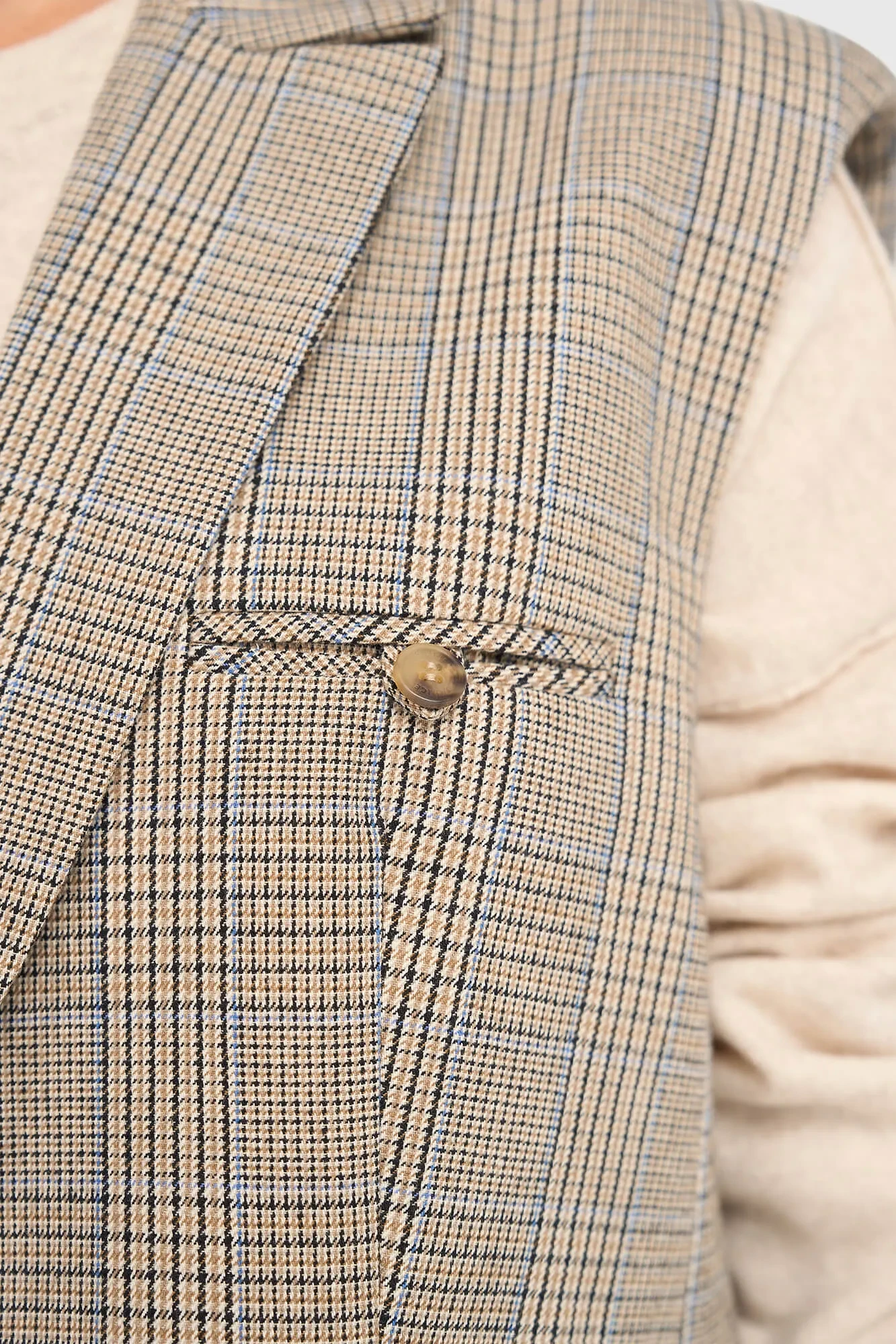Blazer Vest Dames Ruit Marvin Beige
