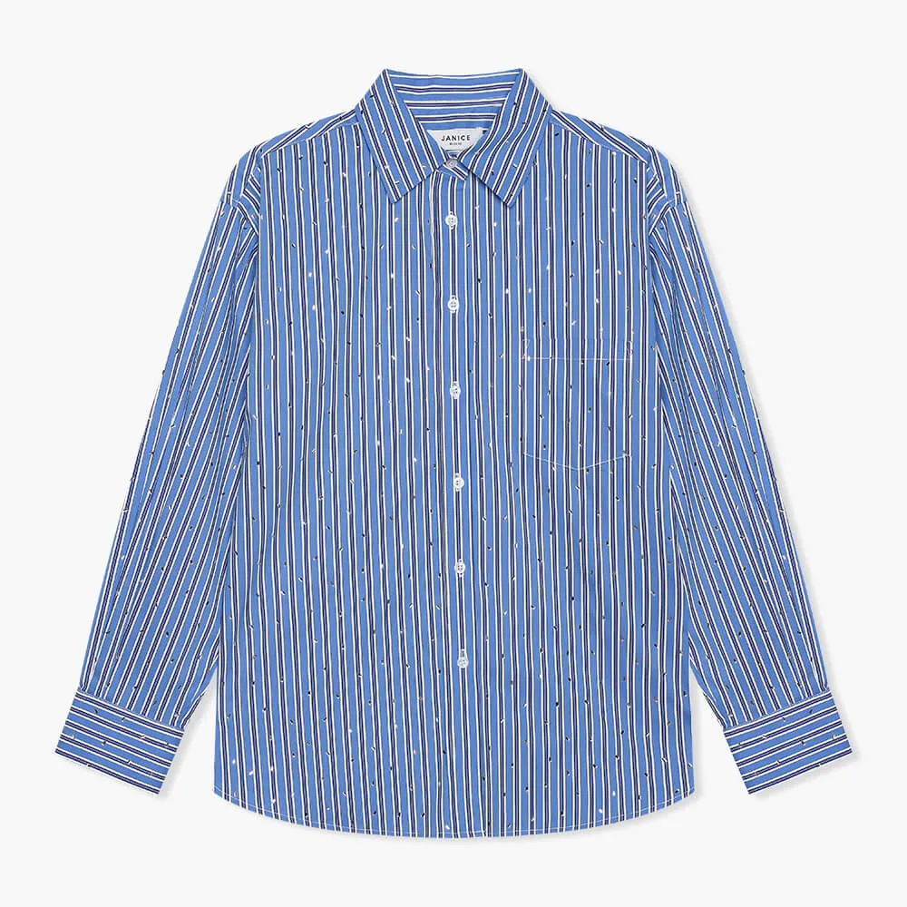 Kygo Blouse Steentjes Blauw Streep