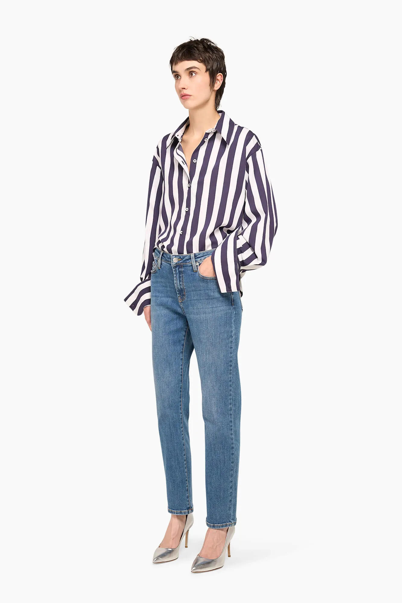Blouse Dames Katoen Gestreept Ilan Rood