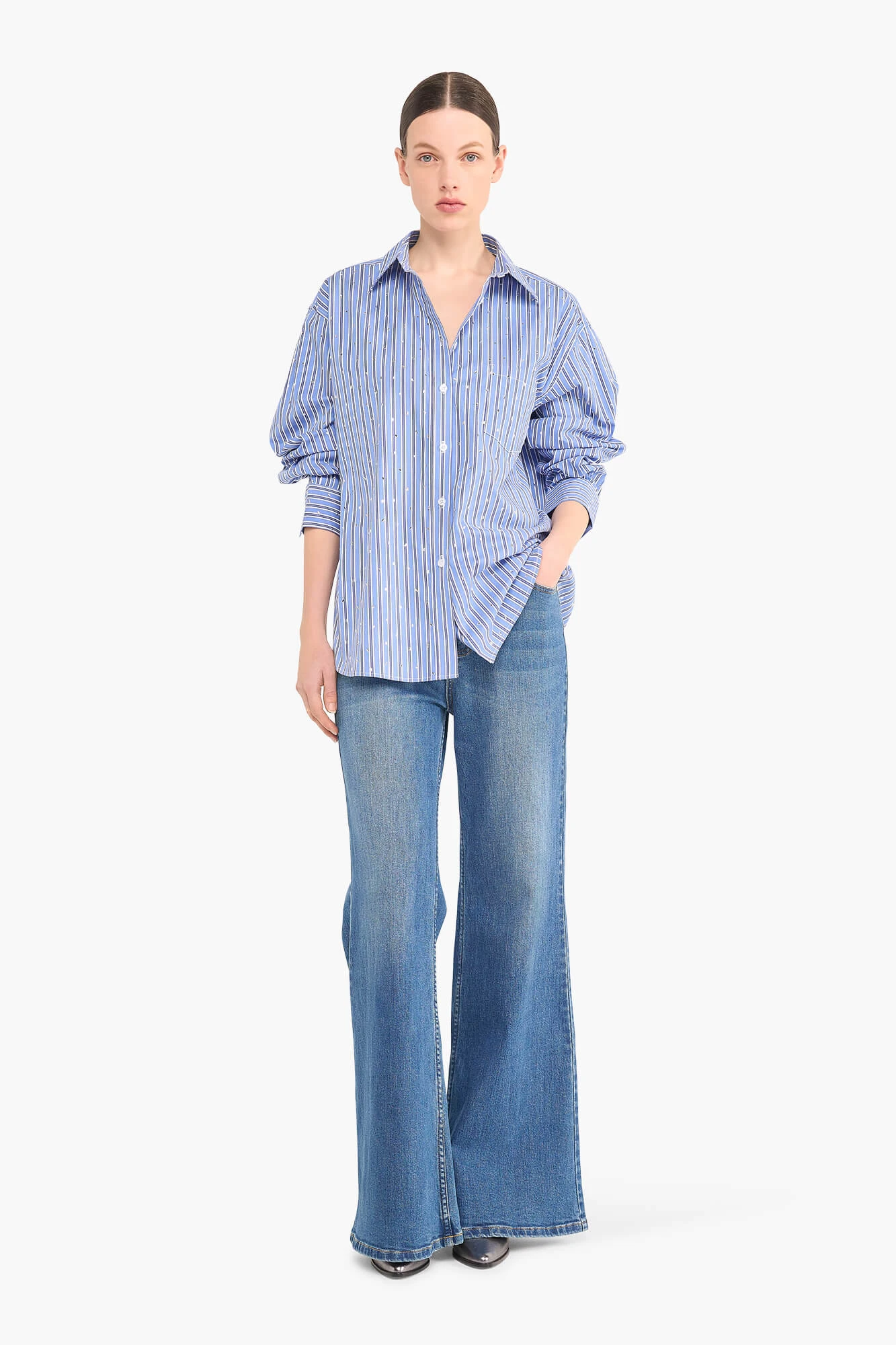 Kygo Blouse Steentjes Blauw Streep