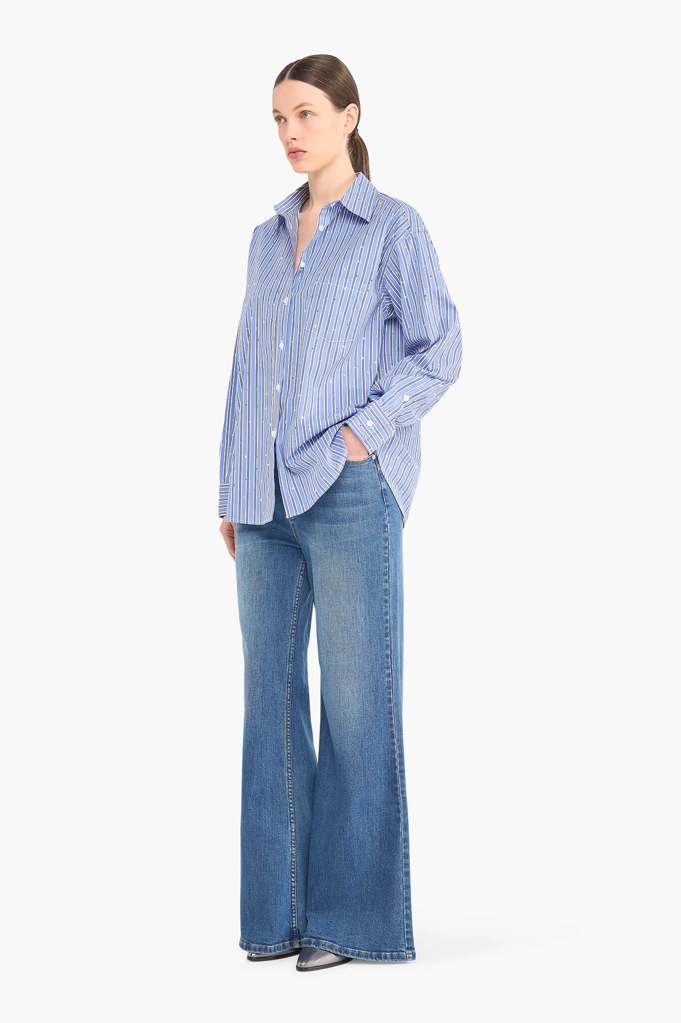 Kygo Blouse Steentjes Blauw Streep