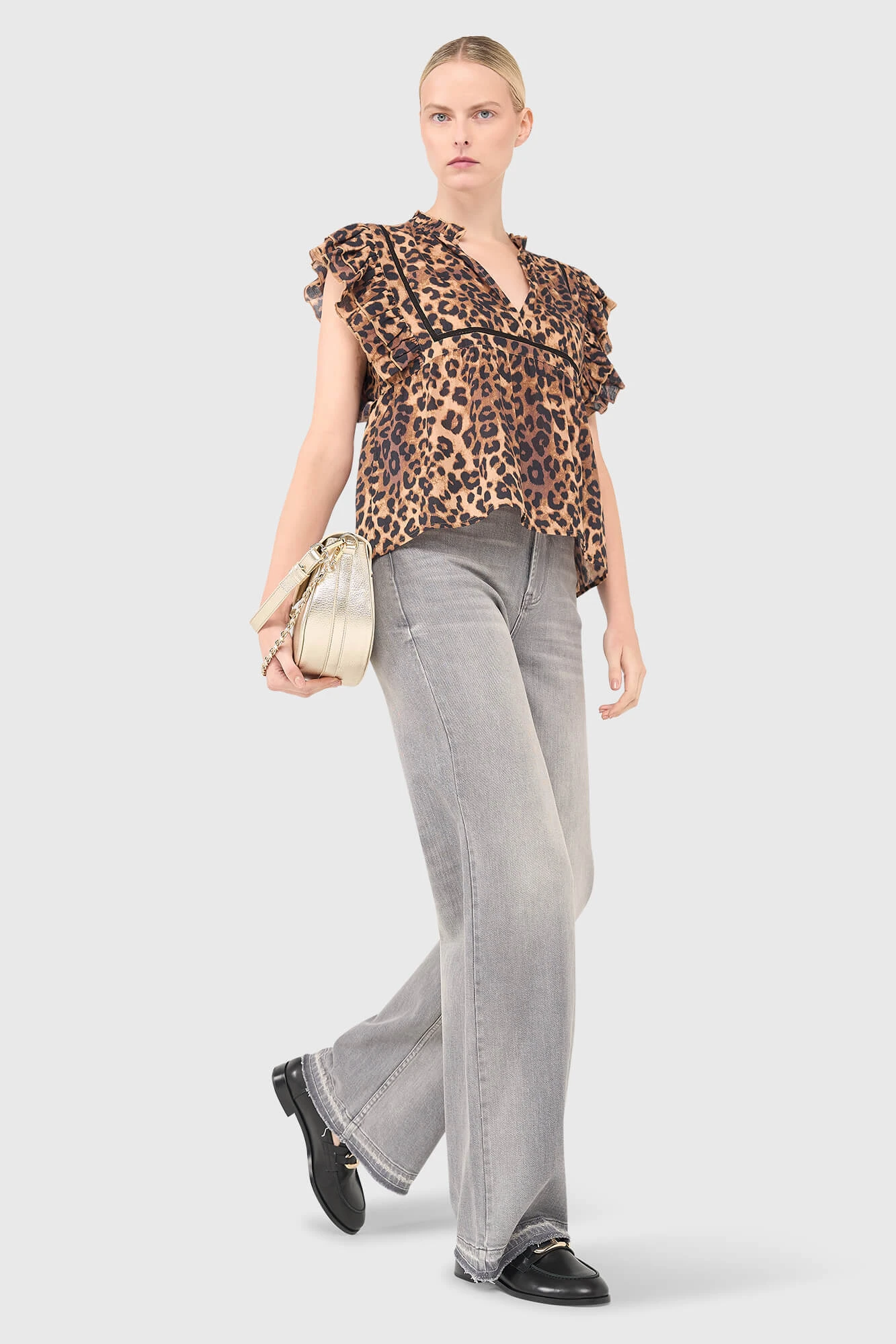 Carson-Bluse mit Leopardenmuster