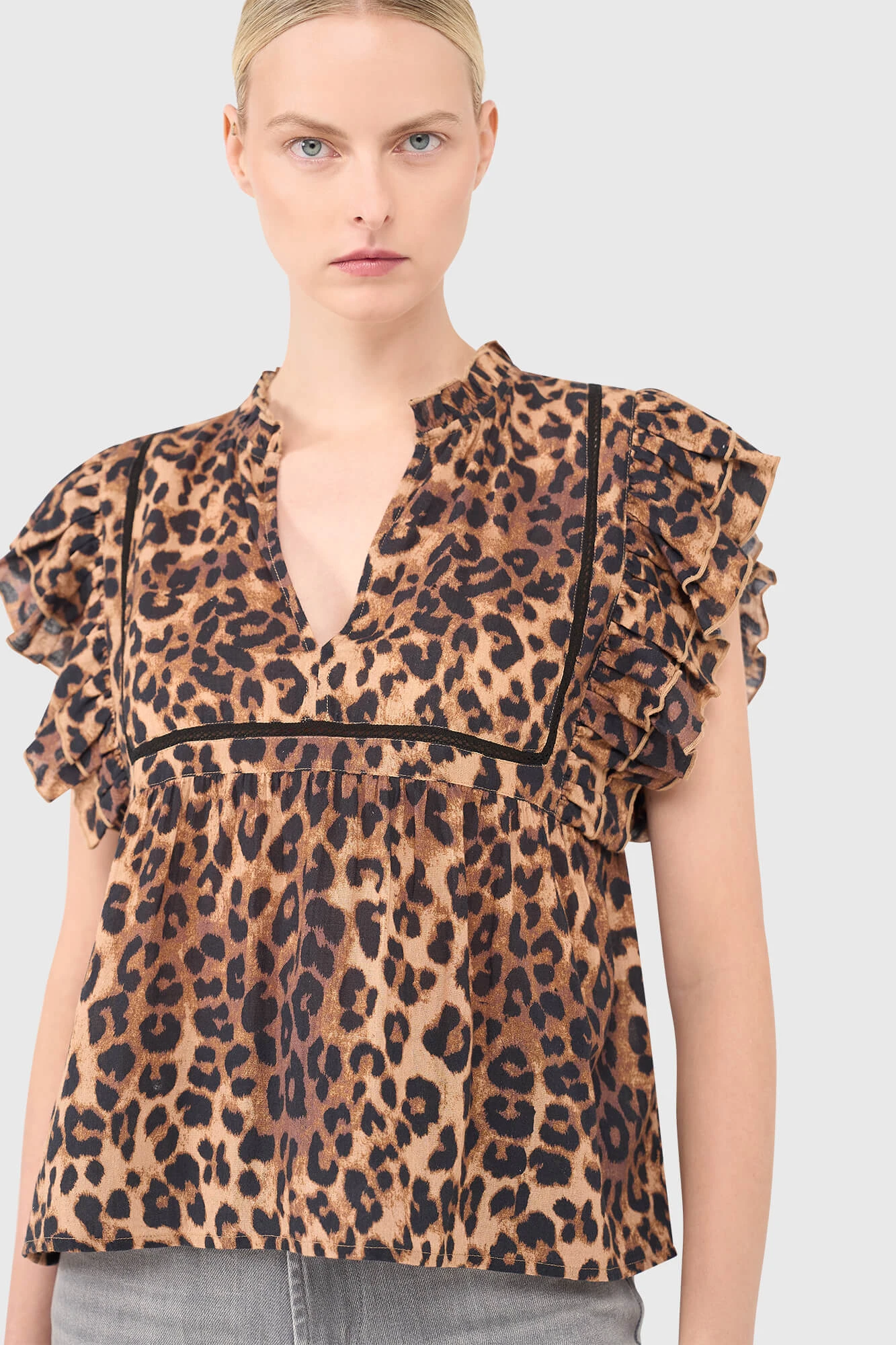 Carson-Bluse mit Leopardenmuster