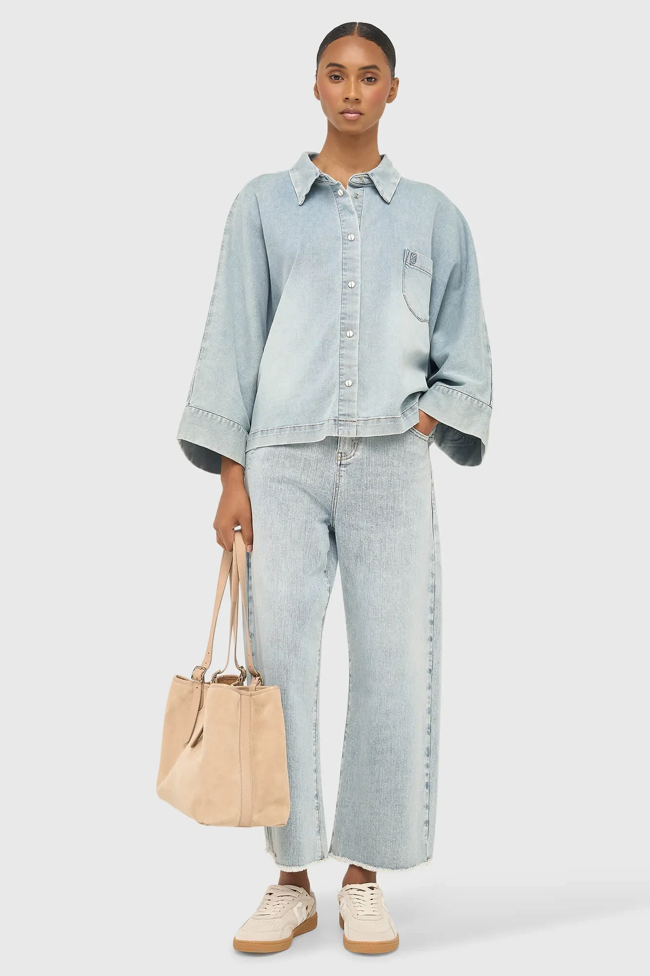 Damenbluse aus Denim im Kimono-Stil Carl 565
