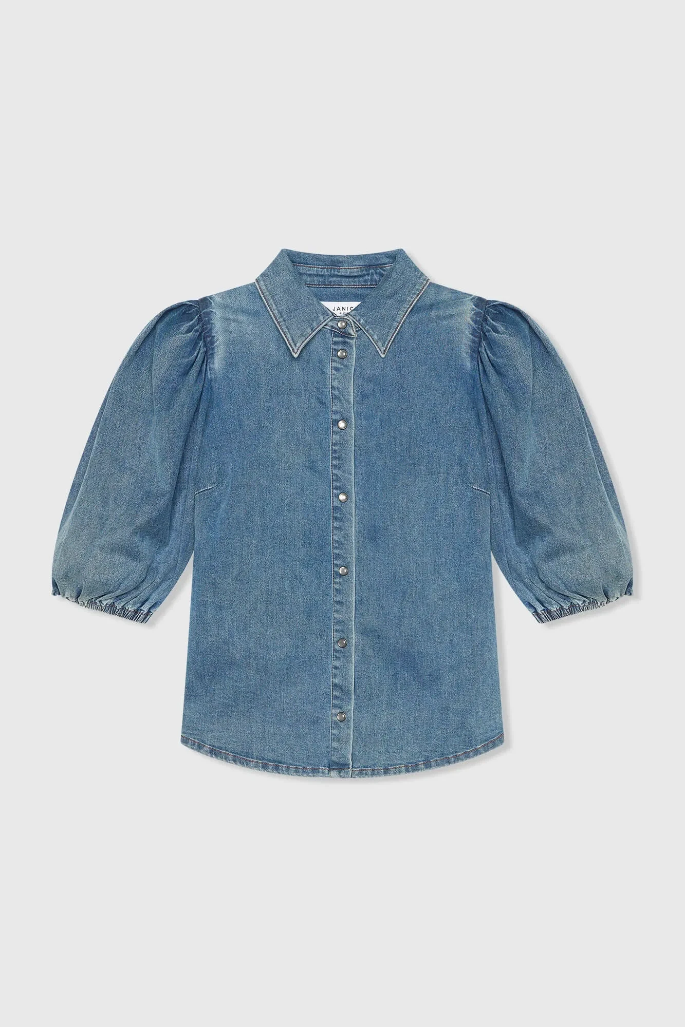 Damenbluse aus Denim mit Puffärmeln Lars 932