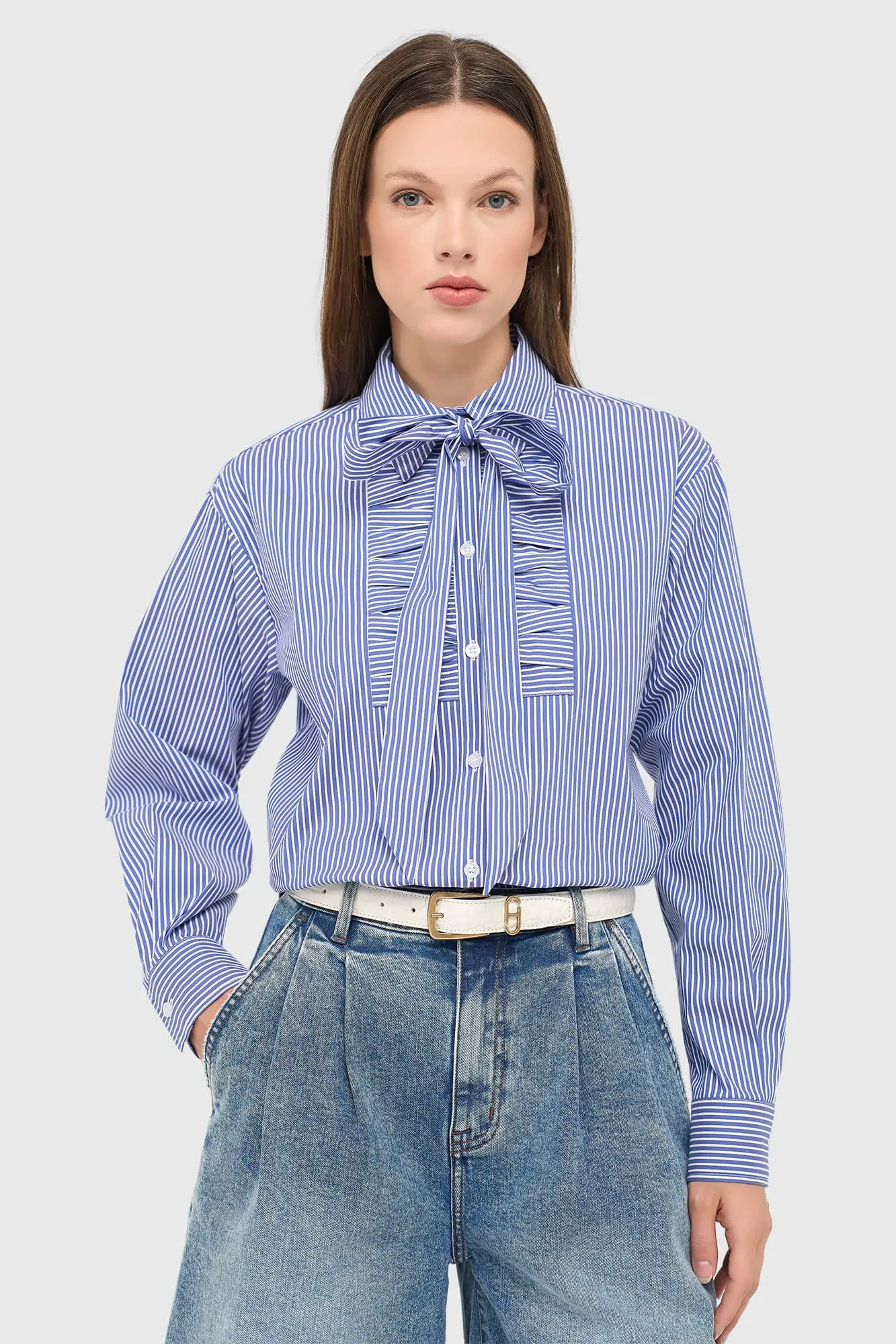 Blouse Dames Gestreept Brendan Blauw