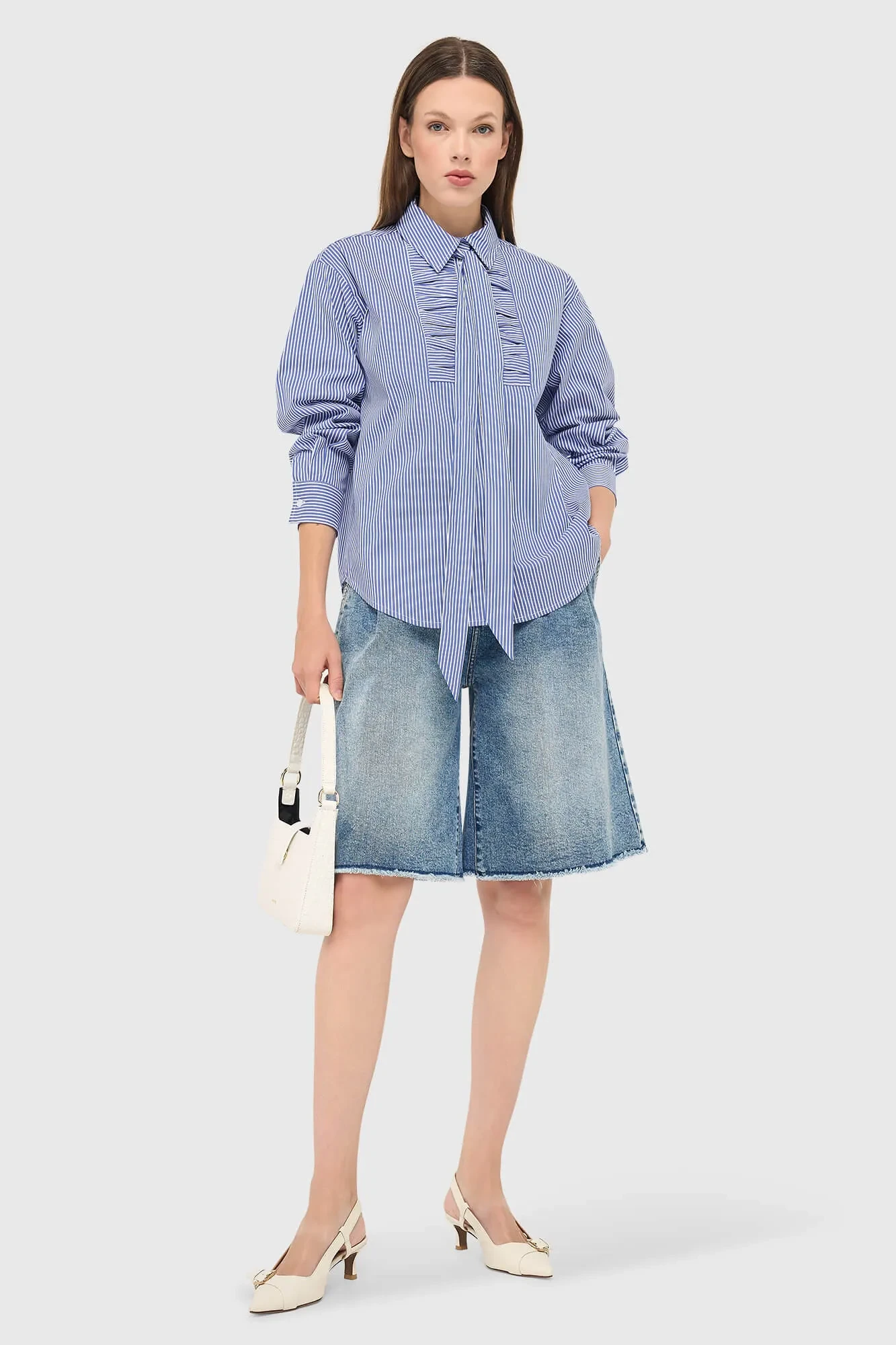 Blouse Dames Gestreept Brendan Blauw