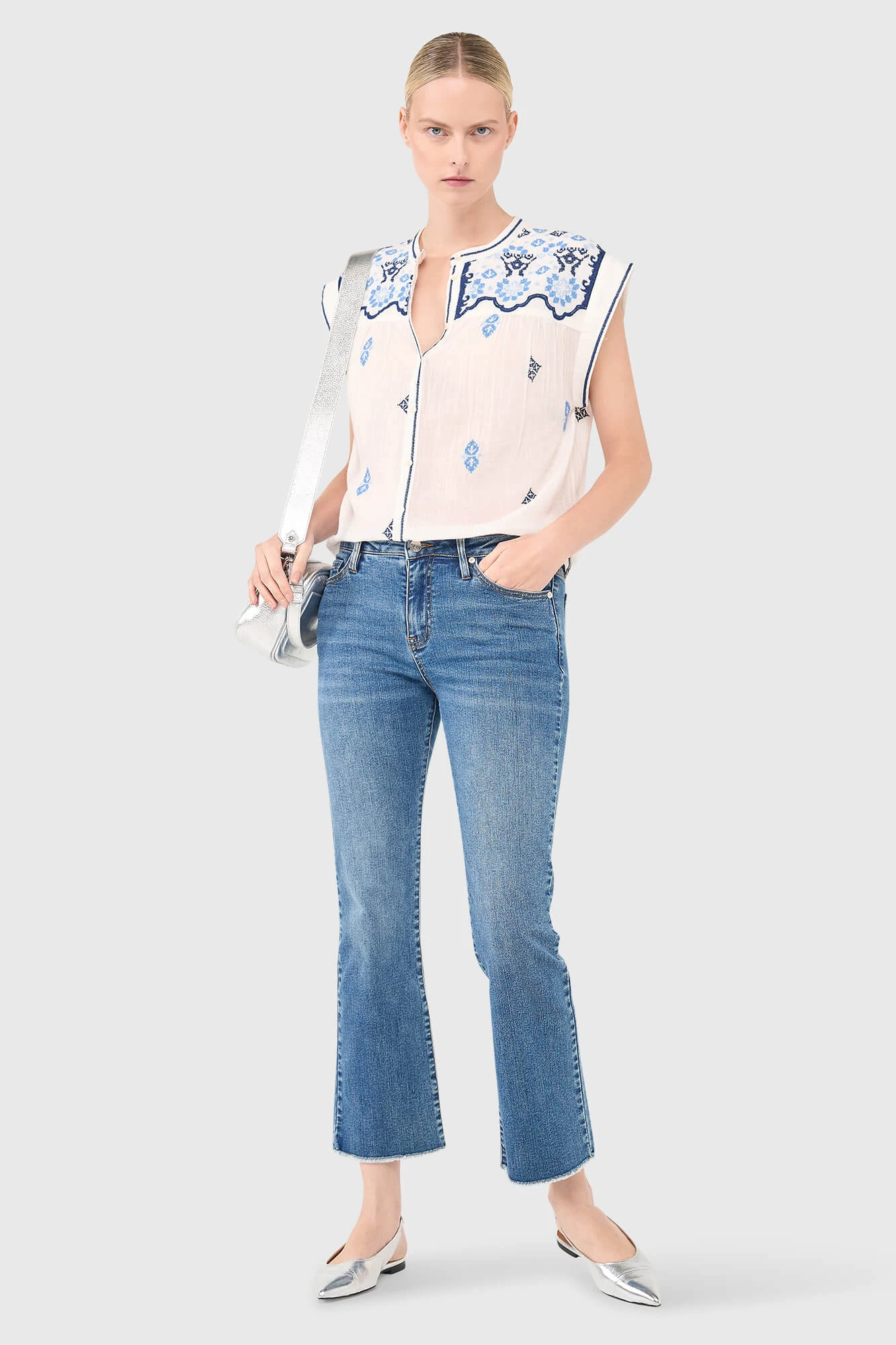 Jace Blouse Wit Blauw