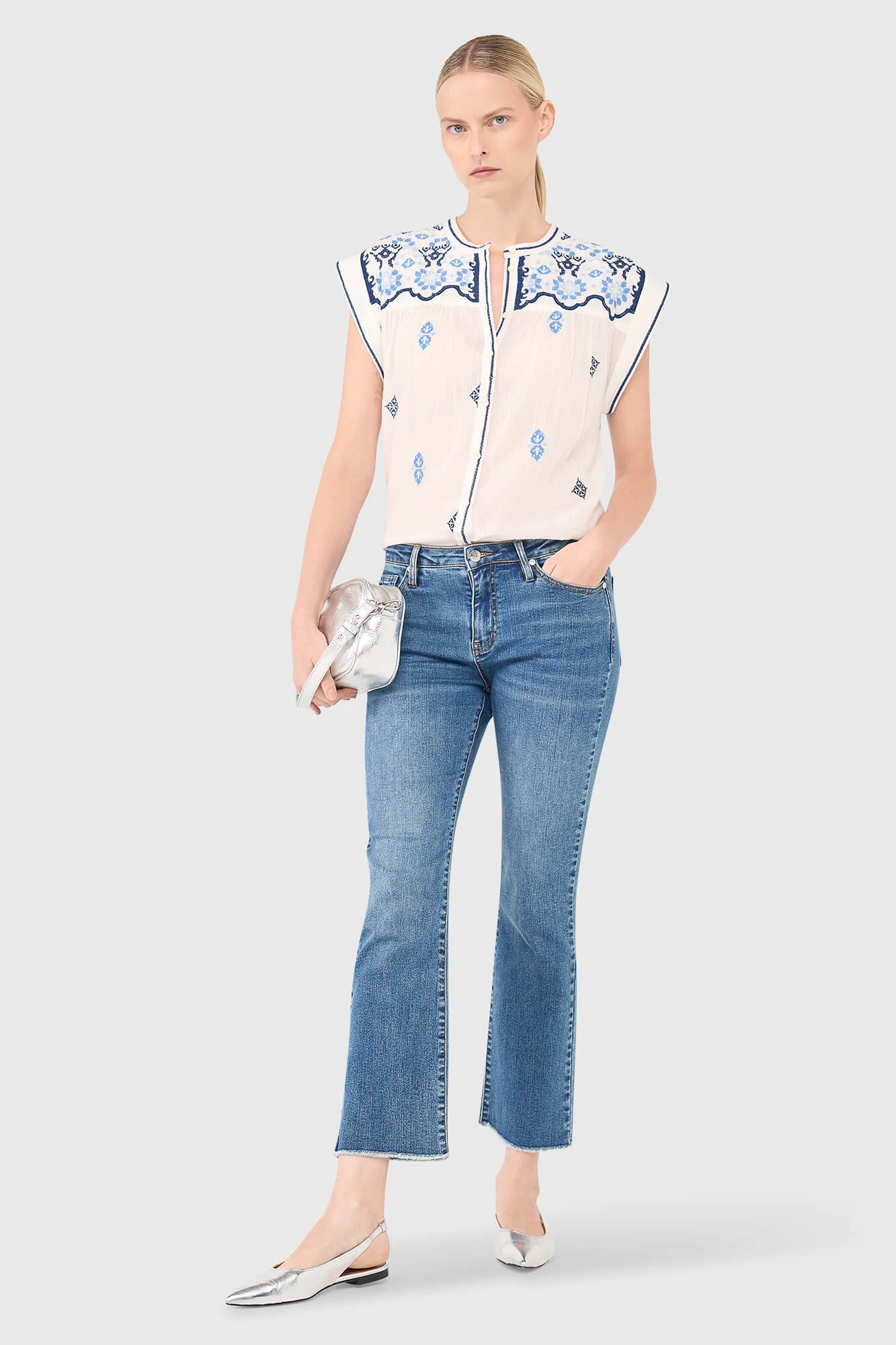 Jace Blouse Wit Blauw