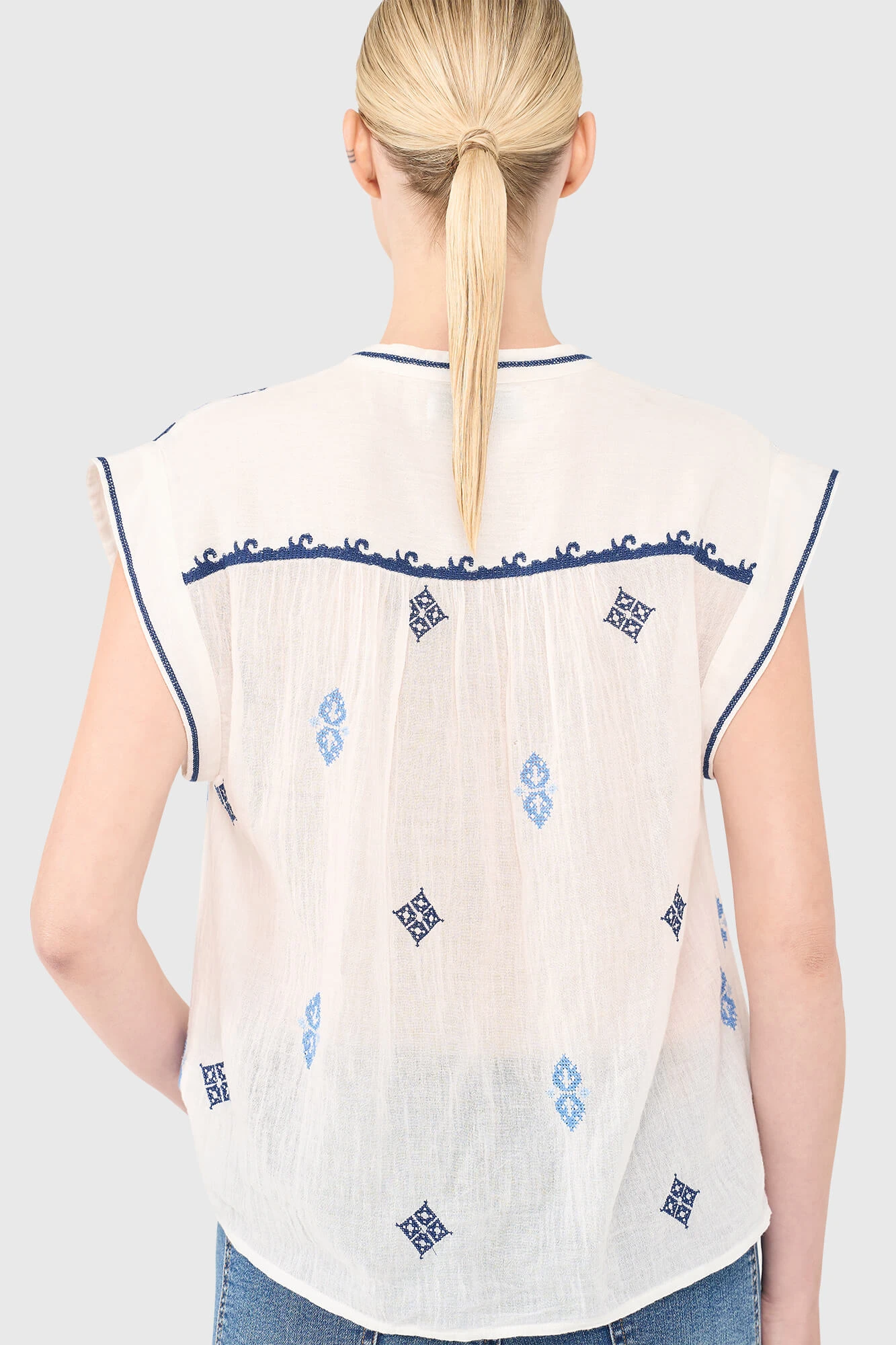 Jace Blouse Wit Blauw
