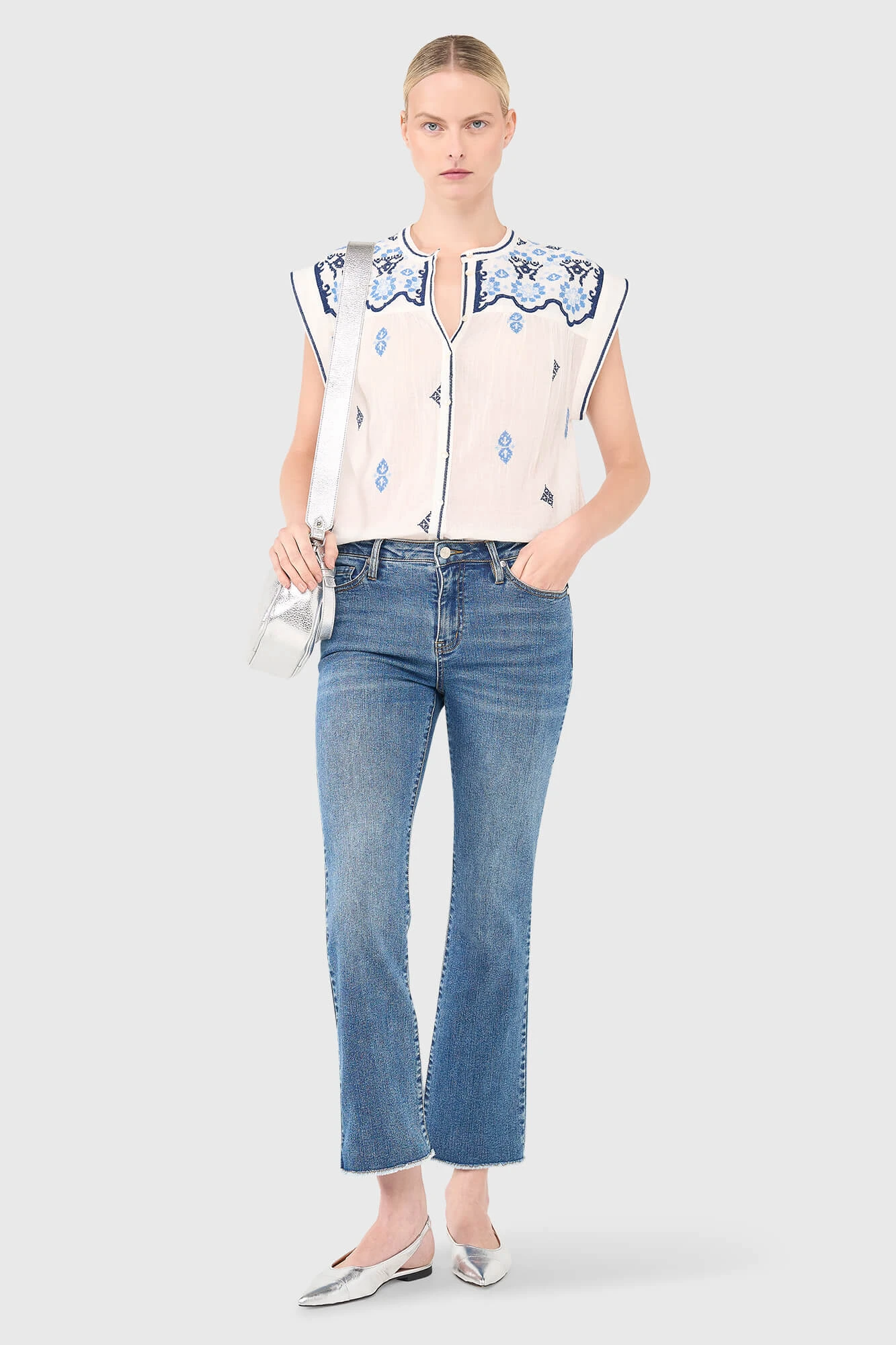 Jace Blouse Wit Blauw