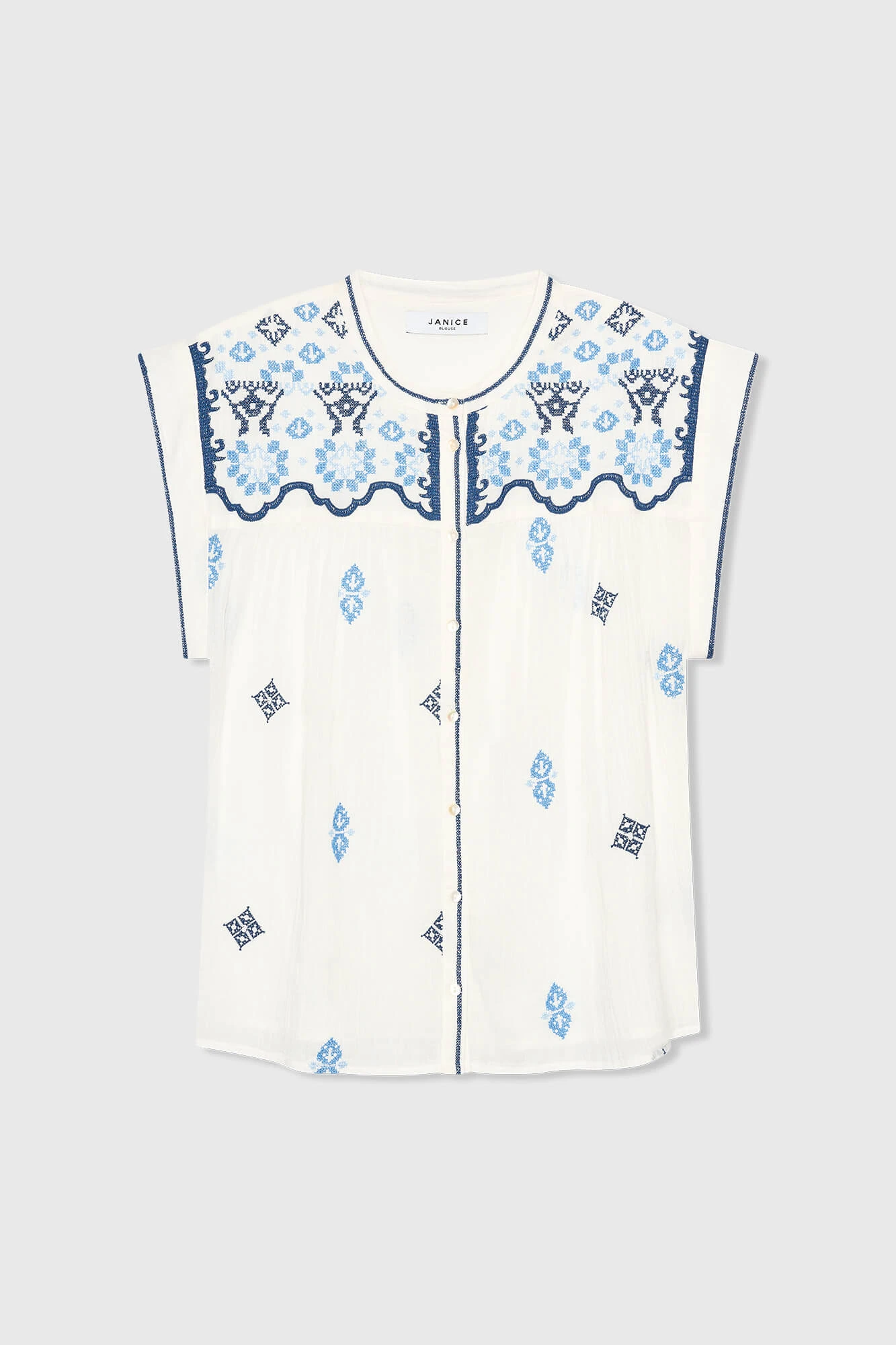 Jace Blouse Wit Blauw