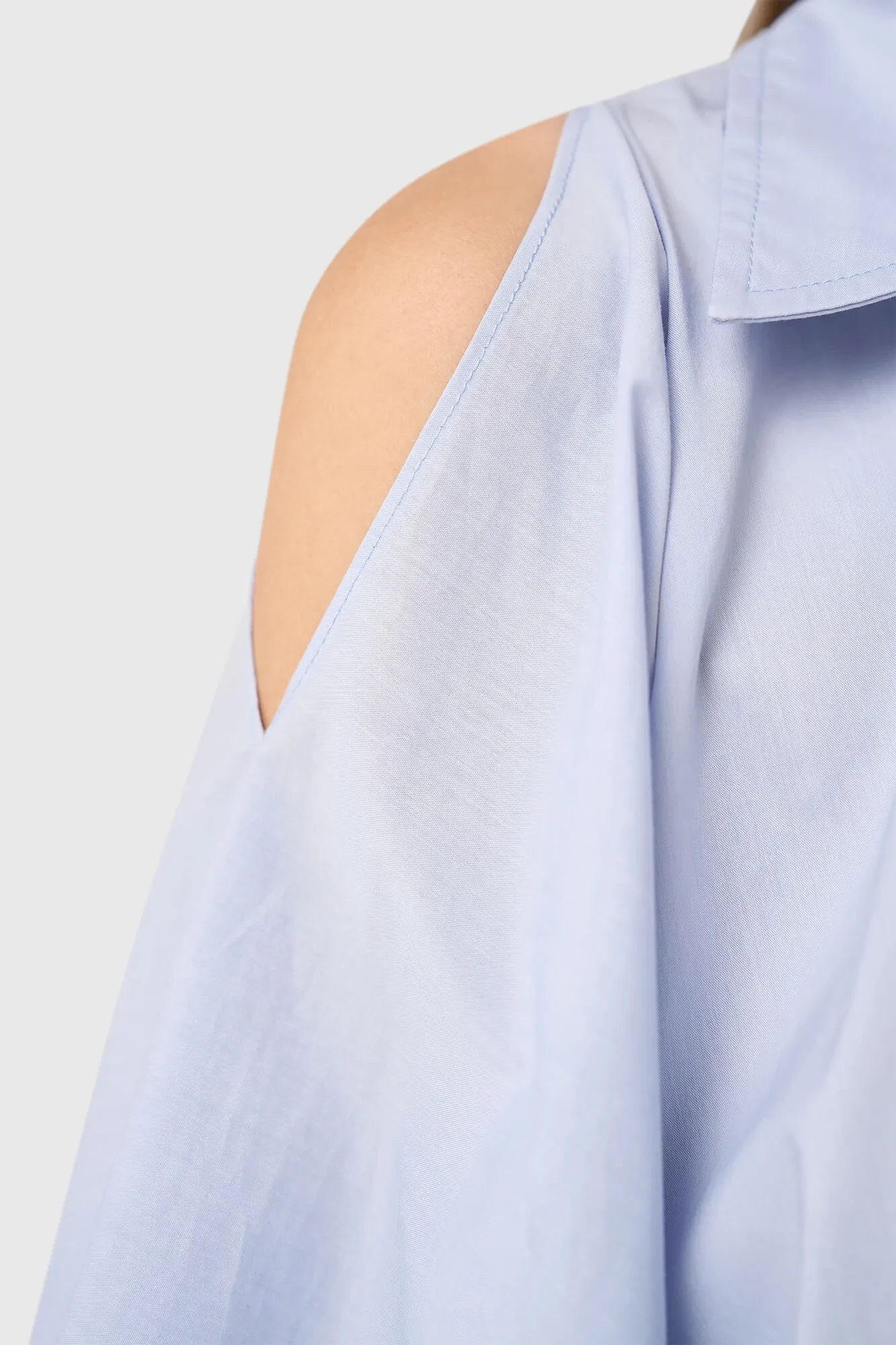 Damenbluse aus Baumwolle, blau, Stone, Puffärmel, Cut-Out