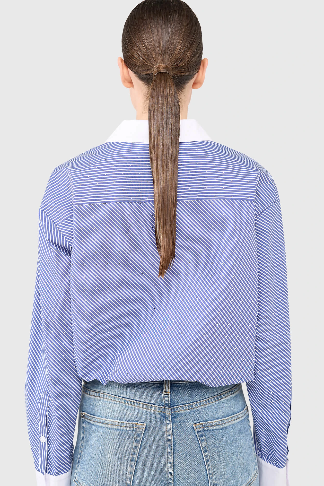 Kygo Striped Rhinestone Blouse