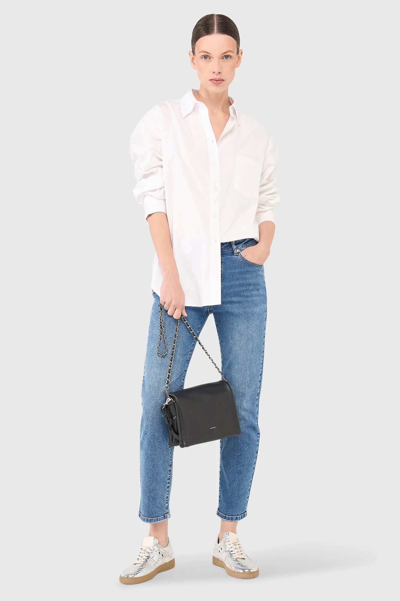 Blauwe pantalon gestreept