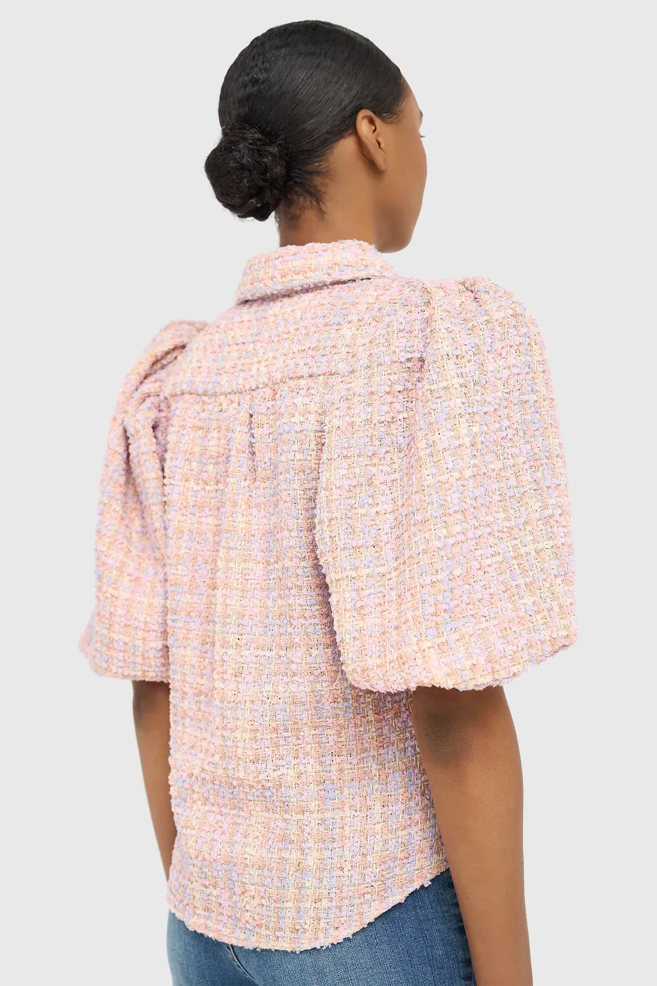 Damenbluse mit Puffärmeln aus Tweed, Lars, lila