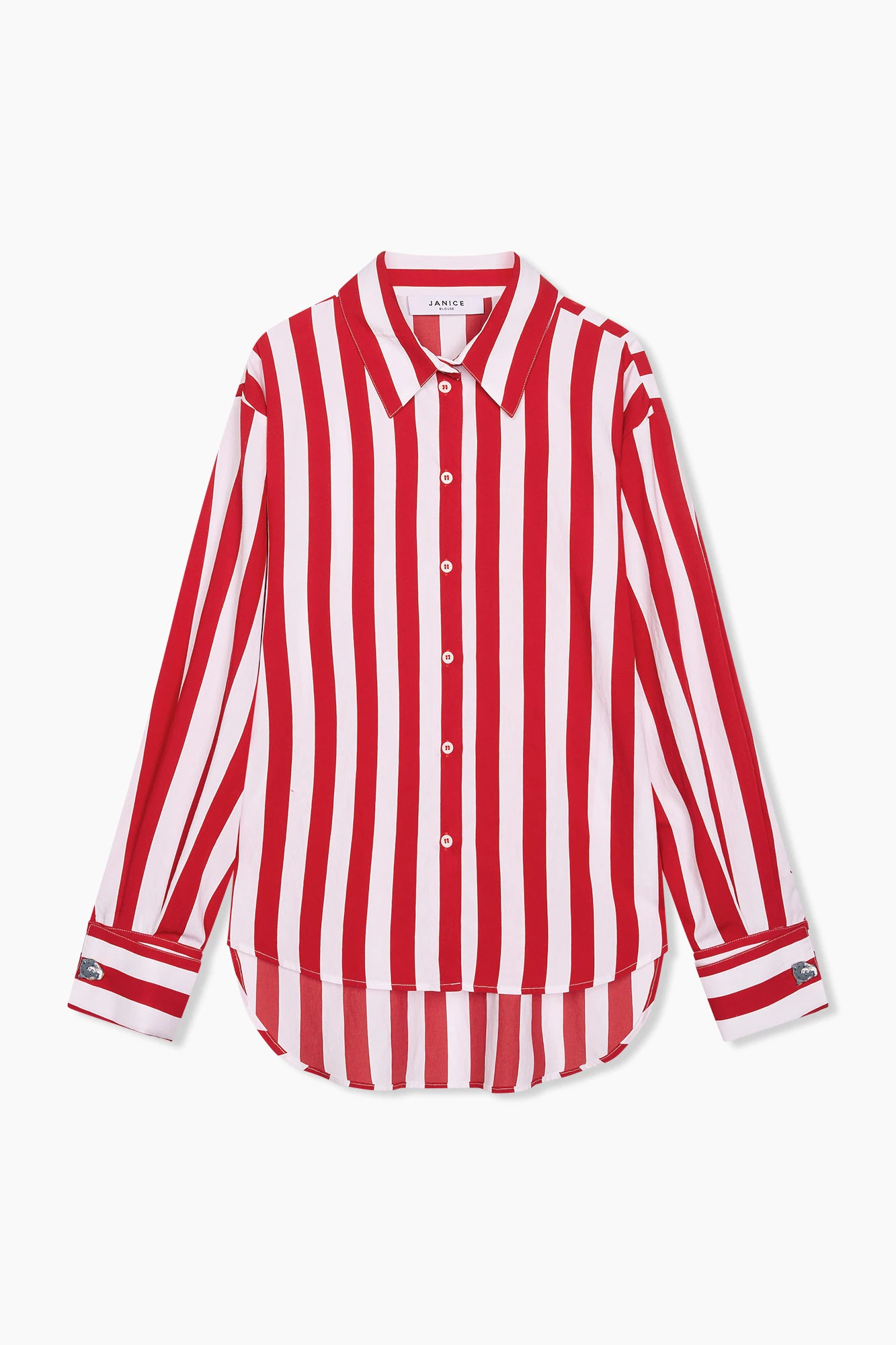 Blouse Dames Katoen Gestreept Ilan Rood
