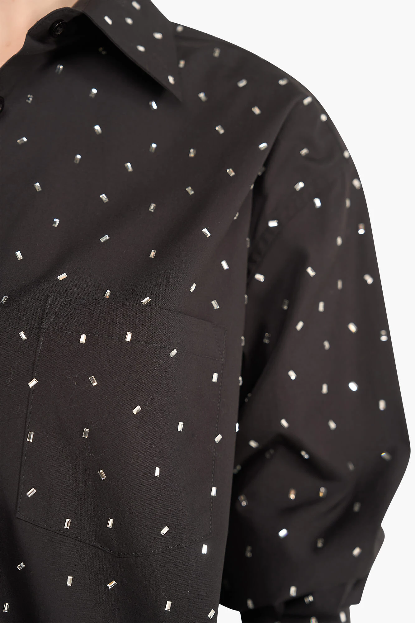 Baumwollbluse für Damen mit Strasssteinen, Kygo, schwarz