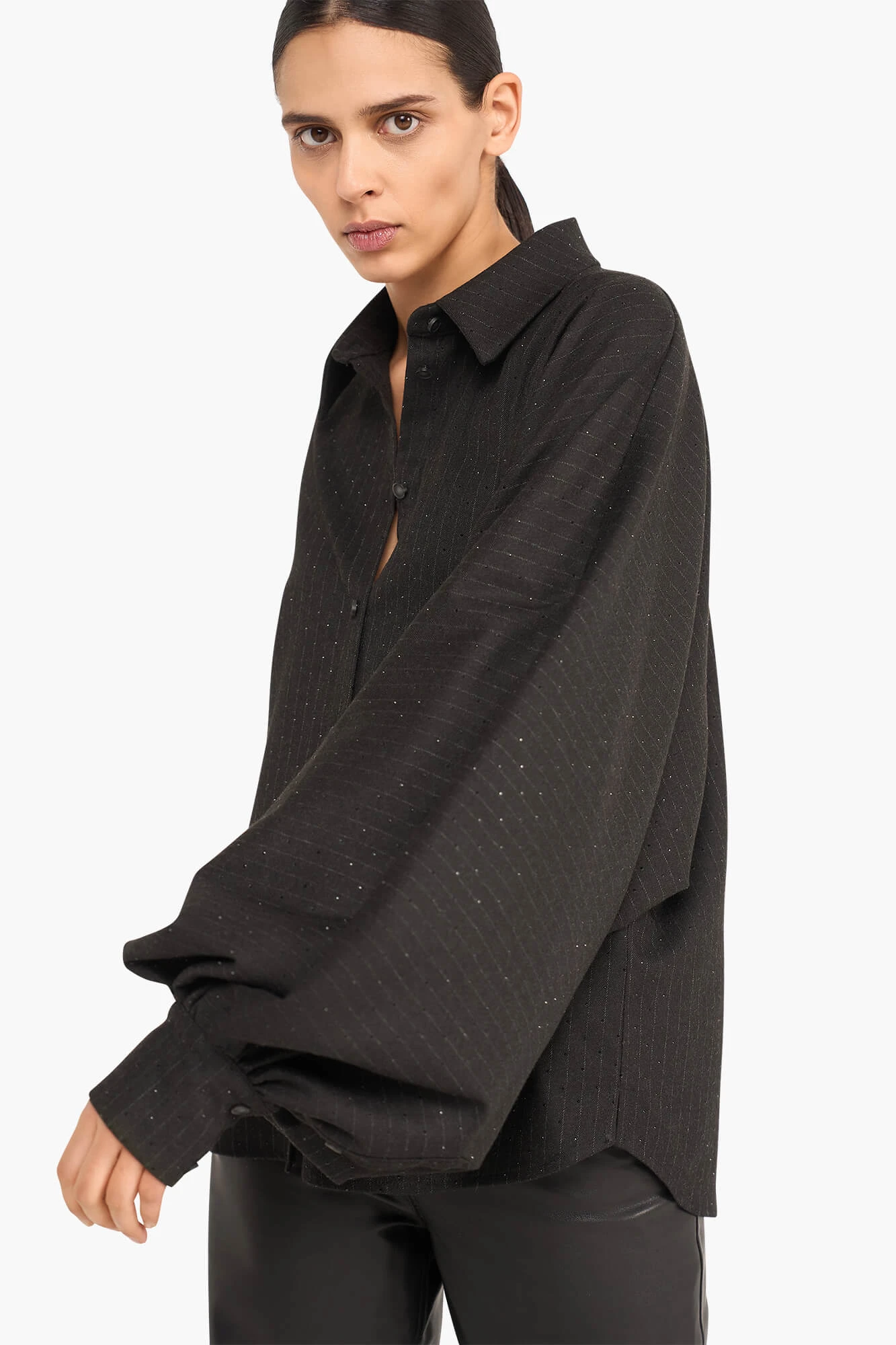 Blouse Dames Oversized Stone Zwart Steentjes