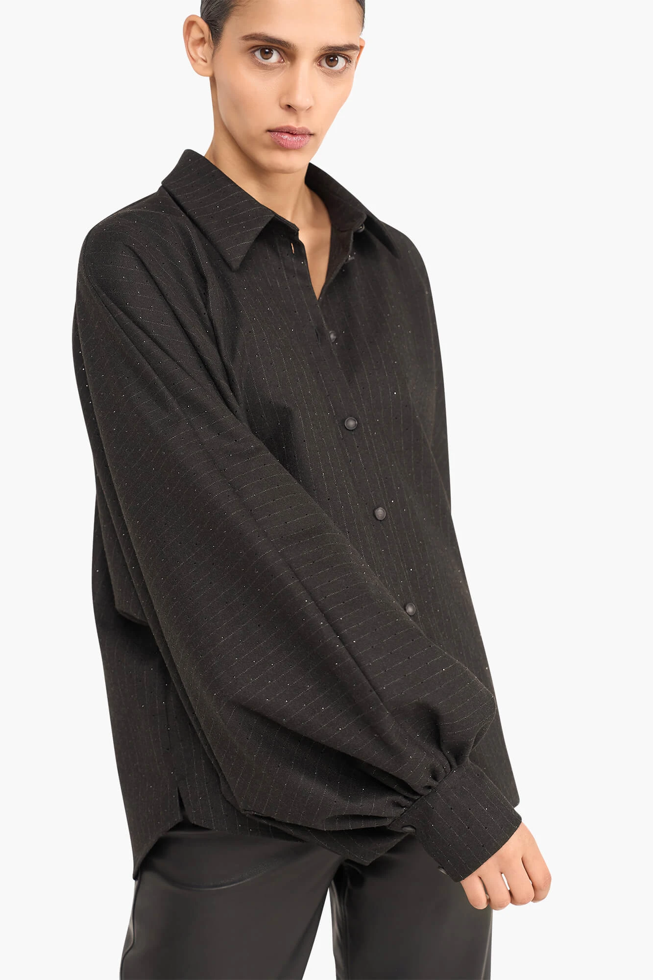 Blouse Dames Oversized Stone Zwart Steentjes