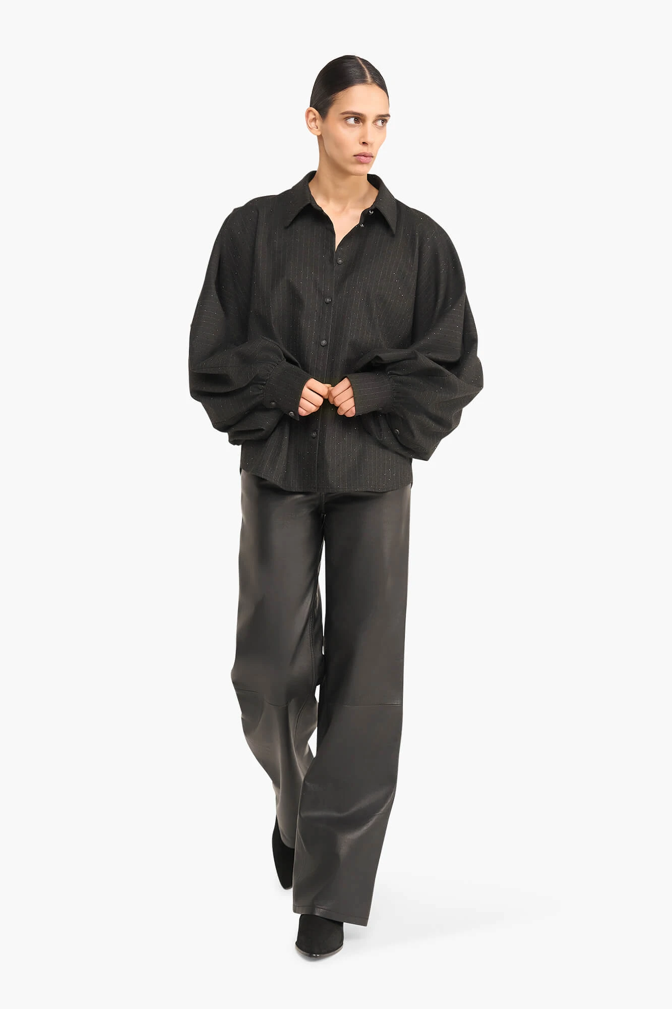 Blouse Dames Oversized Stone Zwart Steentjes