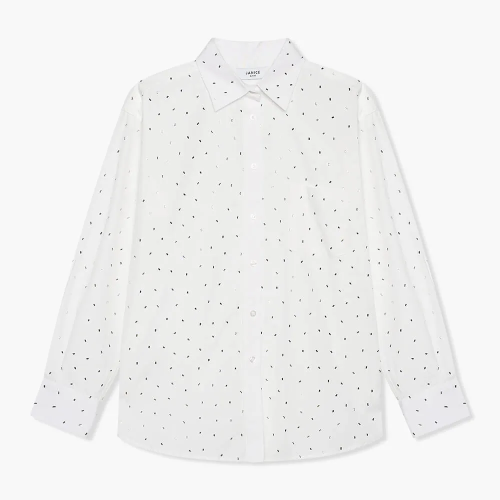 Katoenen Blouse Dames Steentjes Kygo Wit