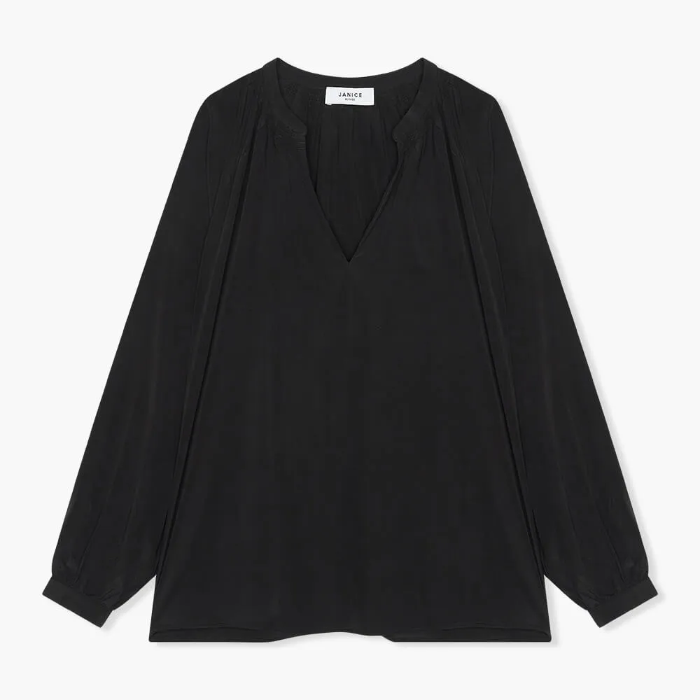 Zijden Dames Blouse Landon Zwart