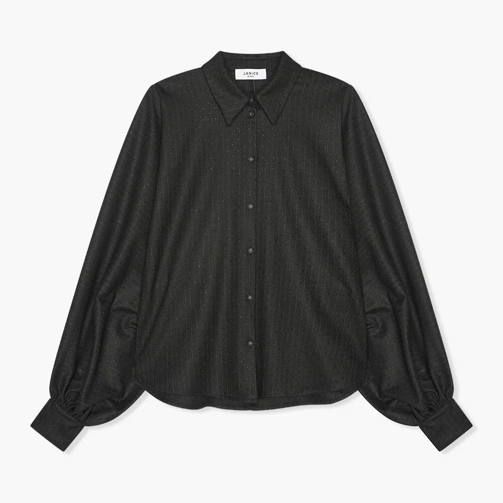 Blouse Dames Oversized Stone Zwart Steentjes
