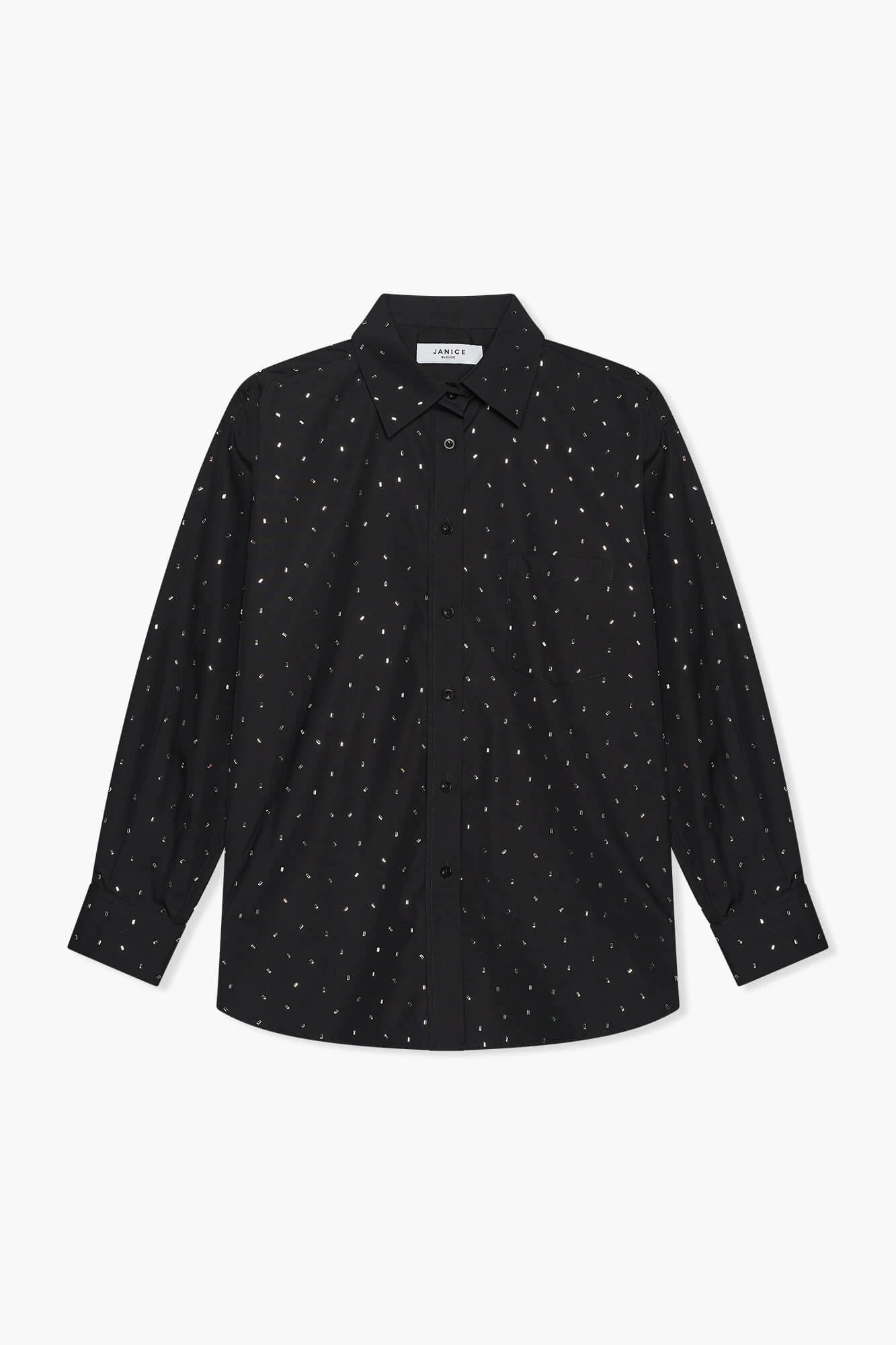 Baumwollbluse für Damen mit Strasssteinen, Kygo, schwarz