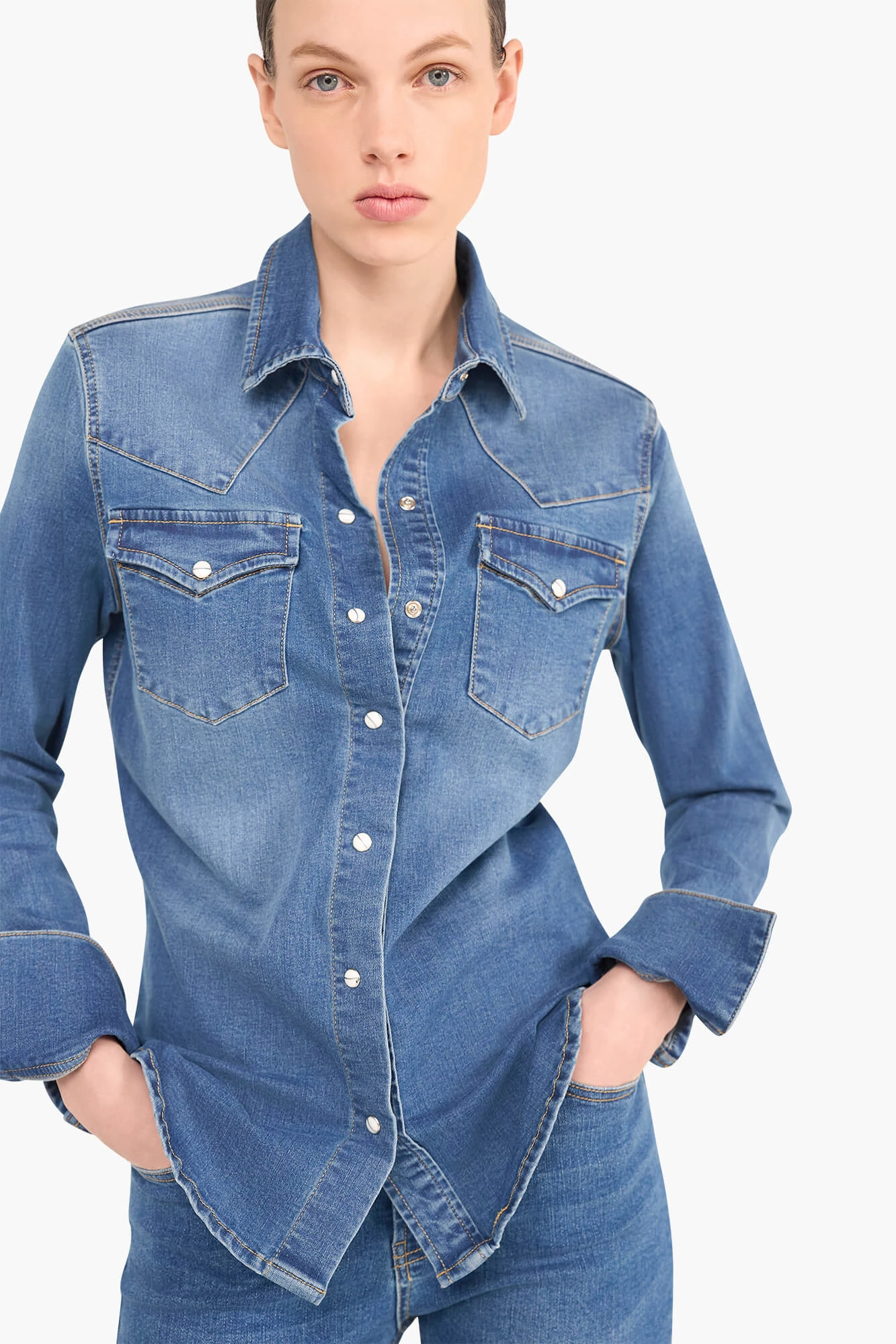 Fitted Stretch Denim Blouse by Levi's, Blue