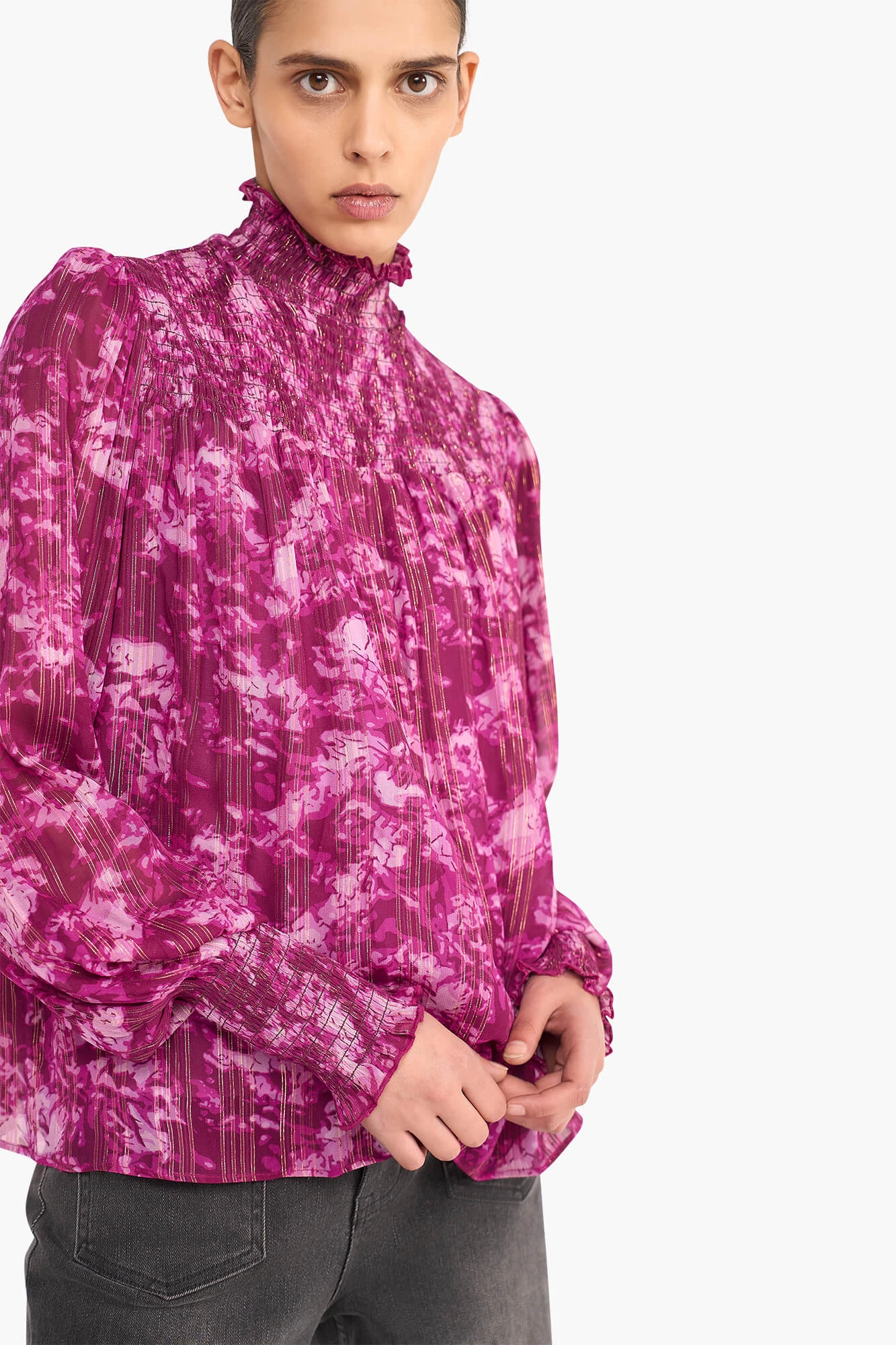 Damenbluse mit Print, Smog Hardy, Lila