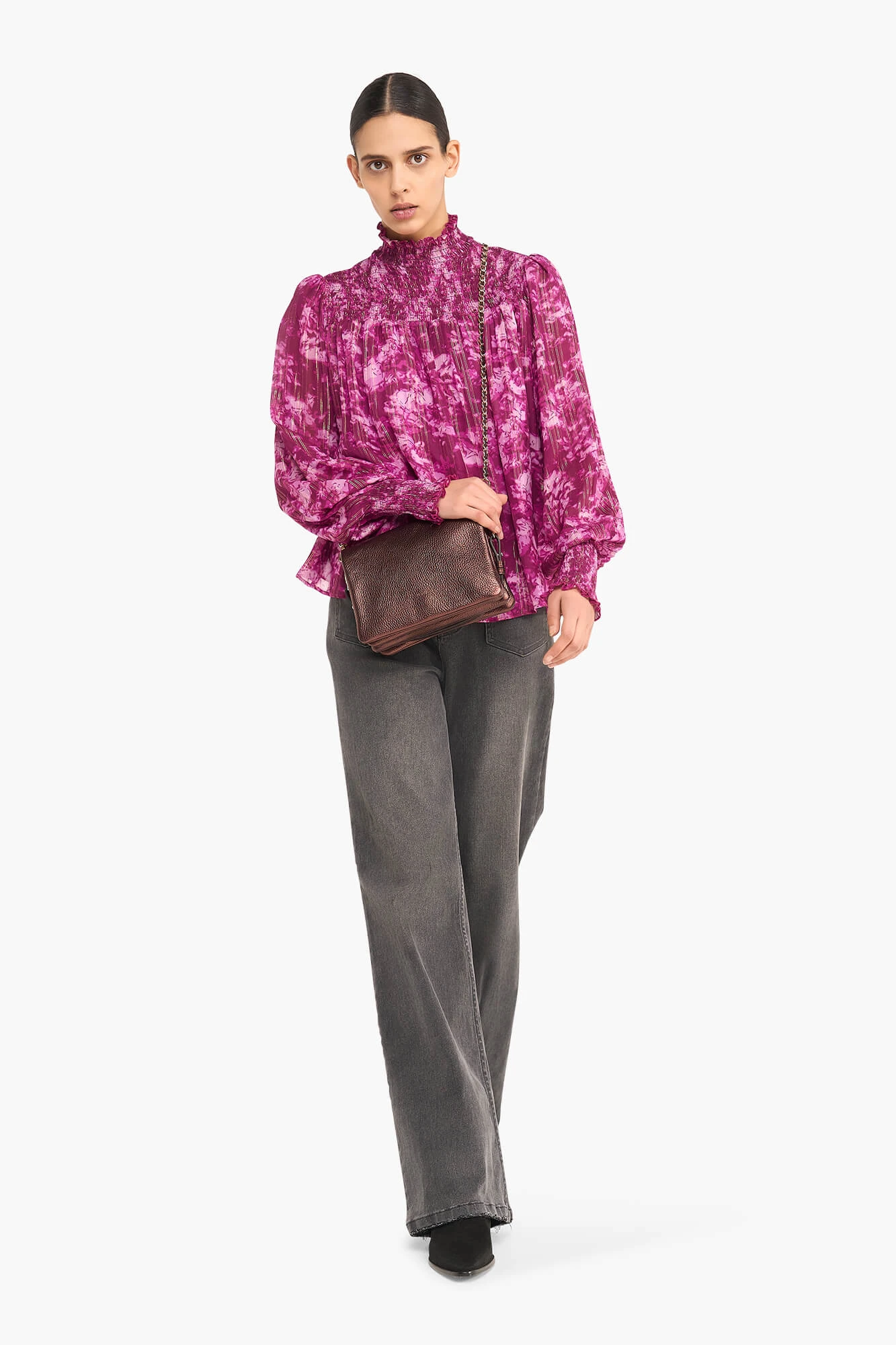 Damenbluse mit Print, Smog Hardy, Lila
