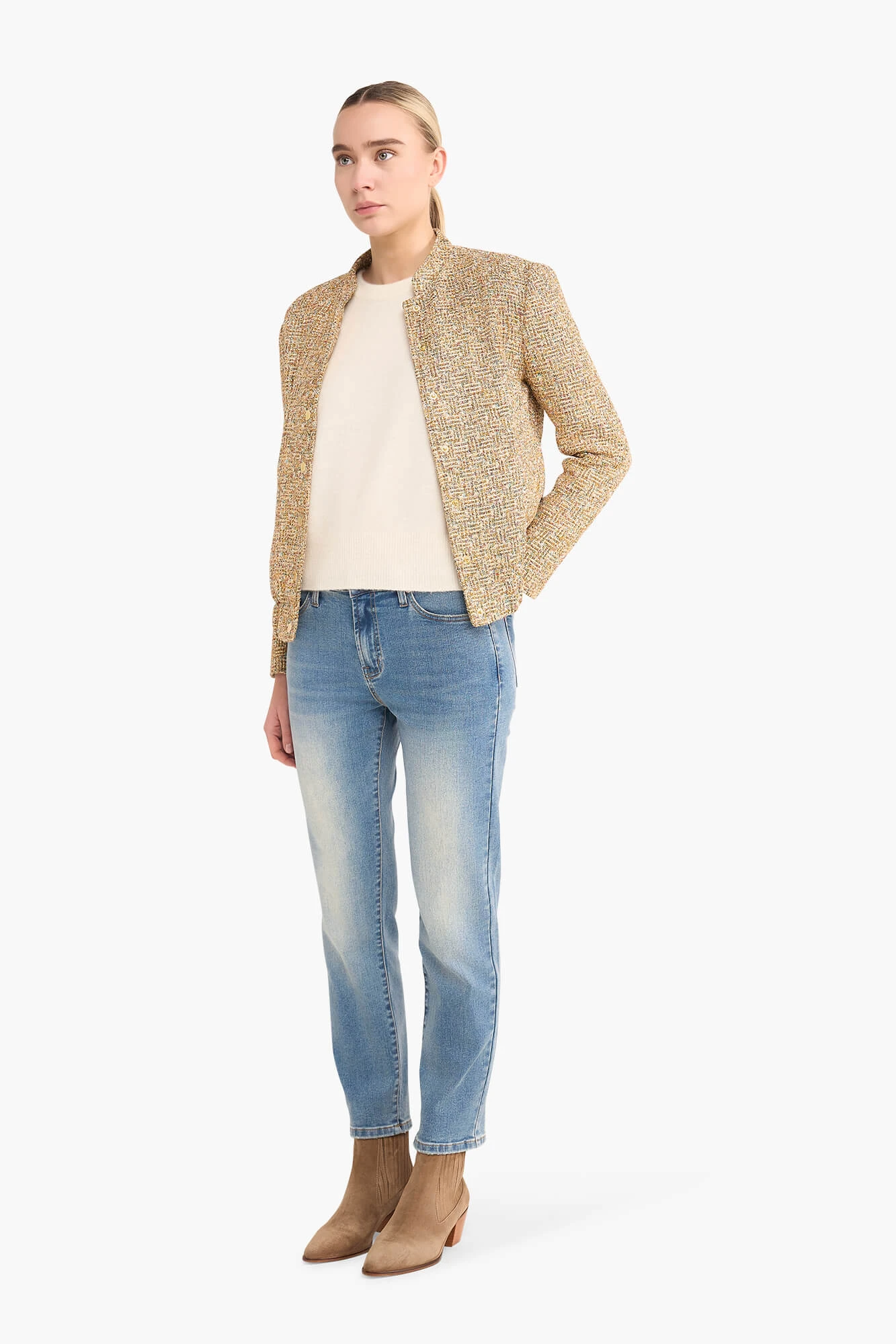 Bomberjacke für Damen aus Tweed, Maddox, Gold