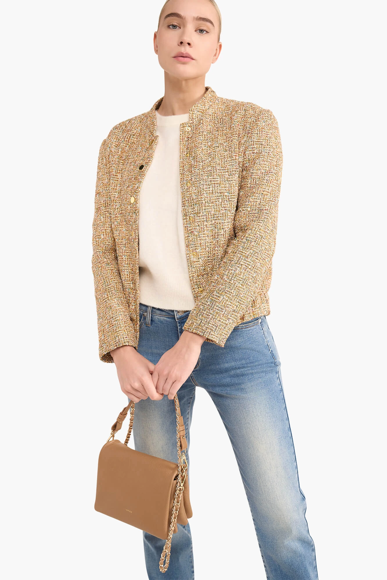 Bomber Jack Dames Tweed Maddox Goud