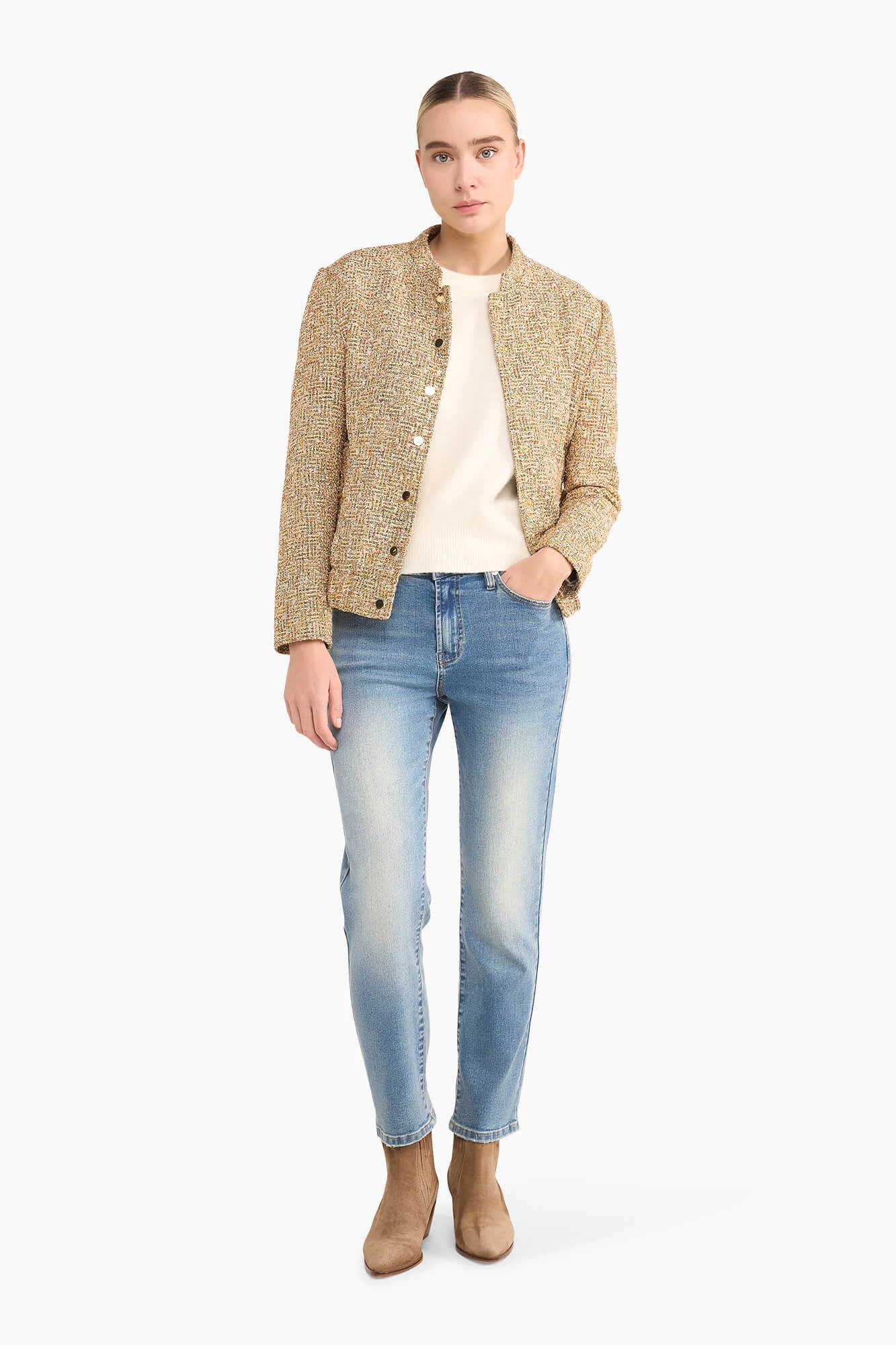 Bomber Jack Dames Tweed Maddox Goud