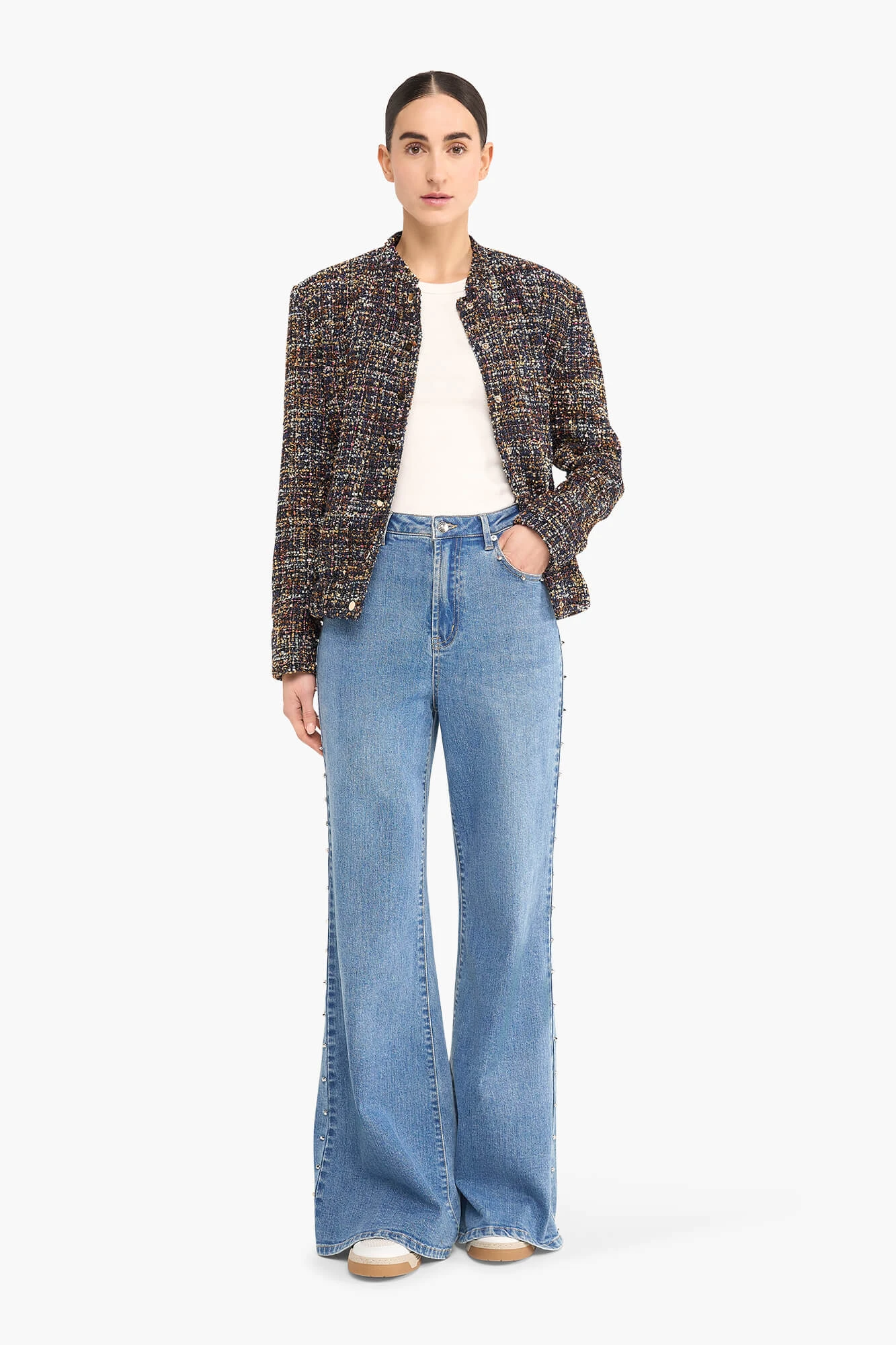 Bomber Jack Dames Tweed Maddox Blauw